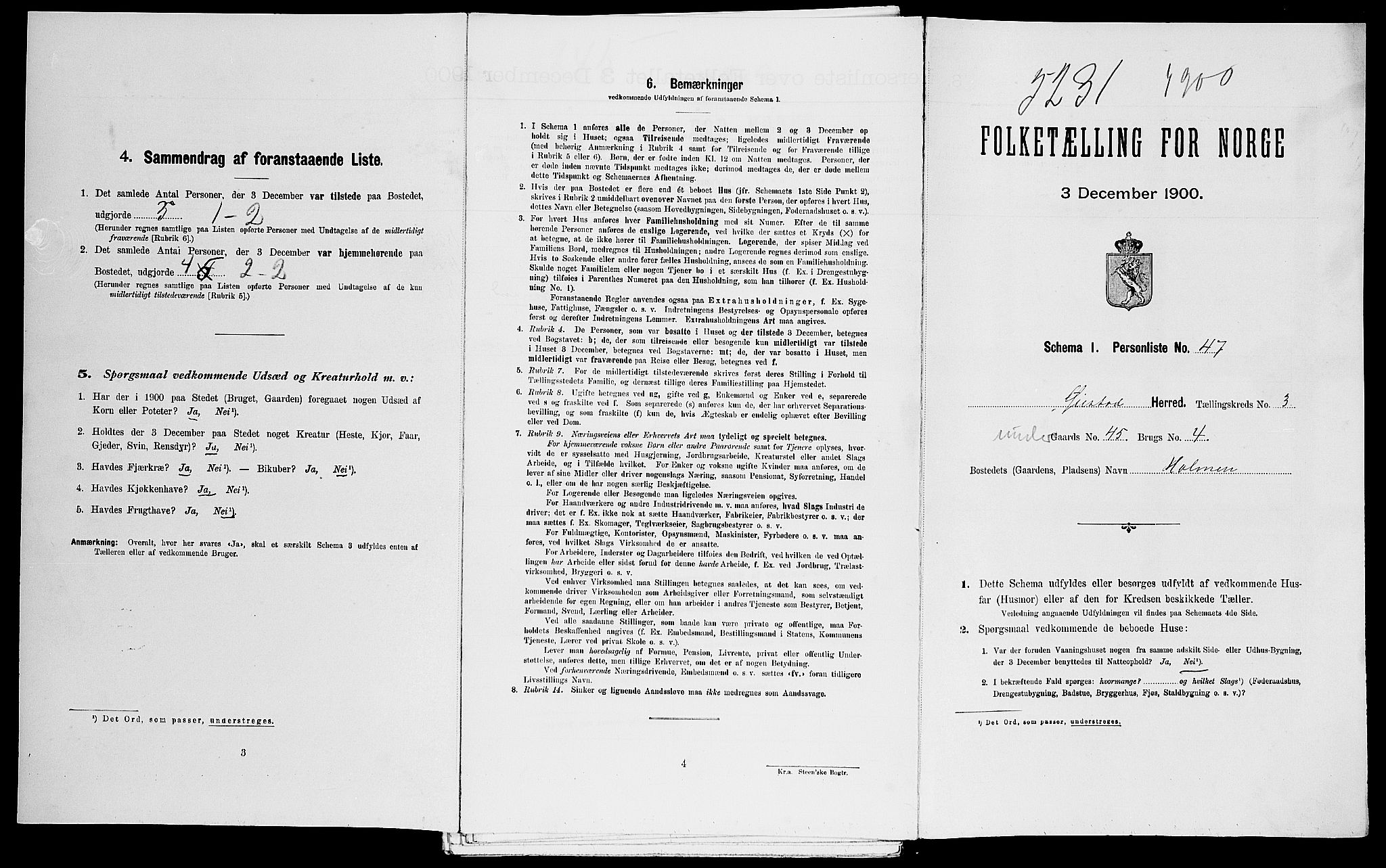 SAK, Folketelling 1900 for 0920 Øyestad herred, 1900, s. 433