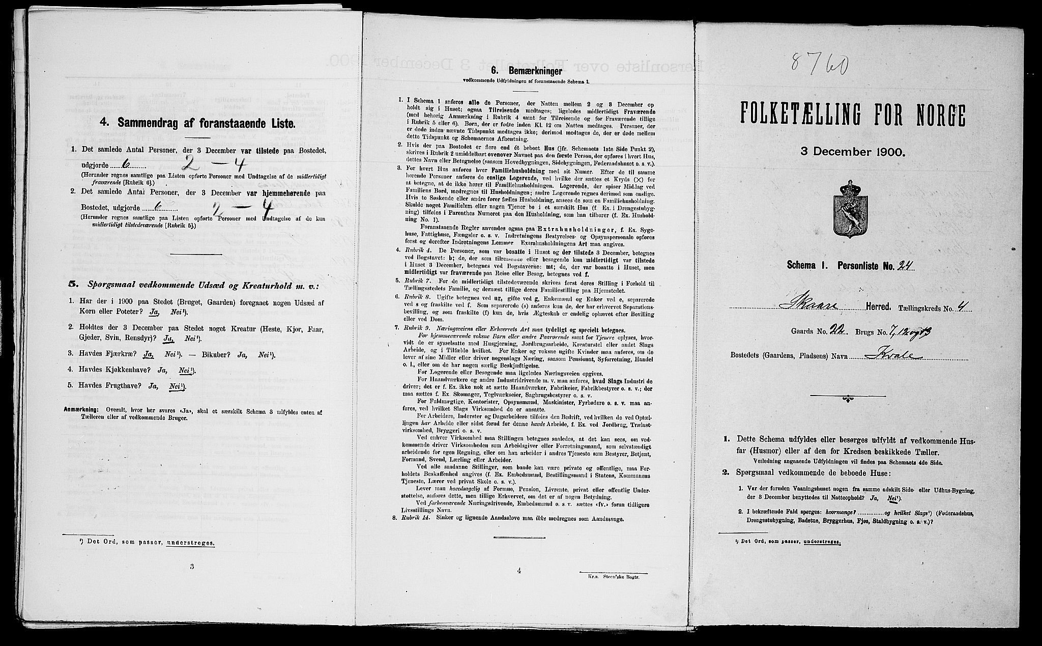 SAST, Folketelling 1900 for 1153 Skåre herred, 1900, s. 442