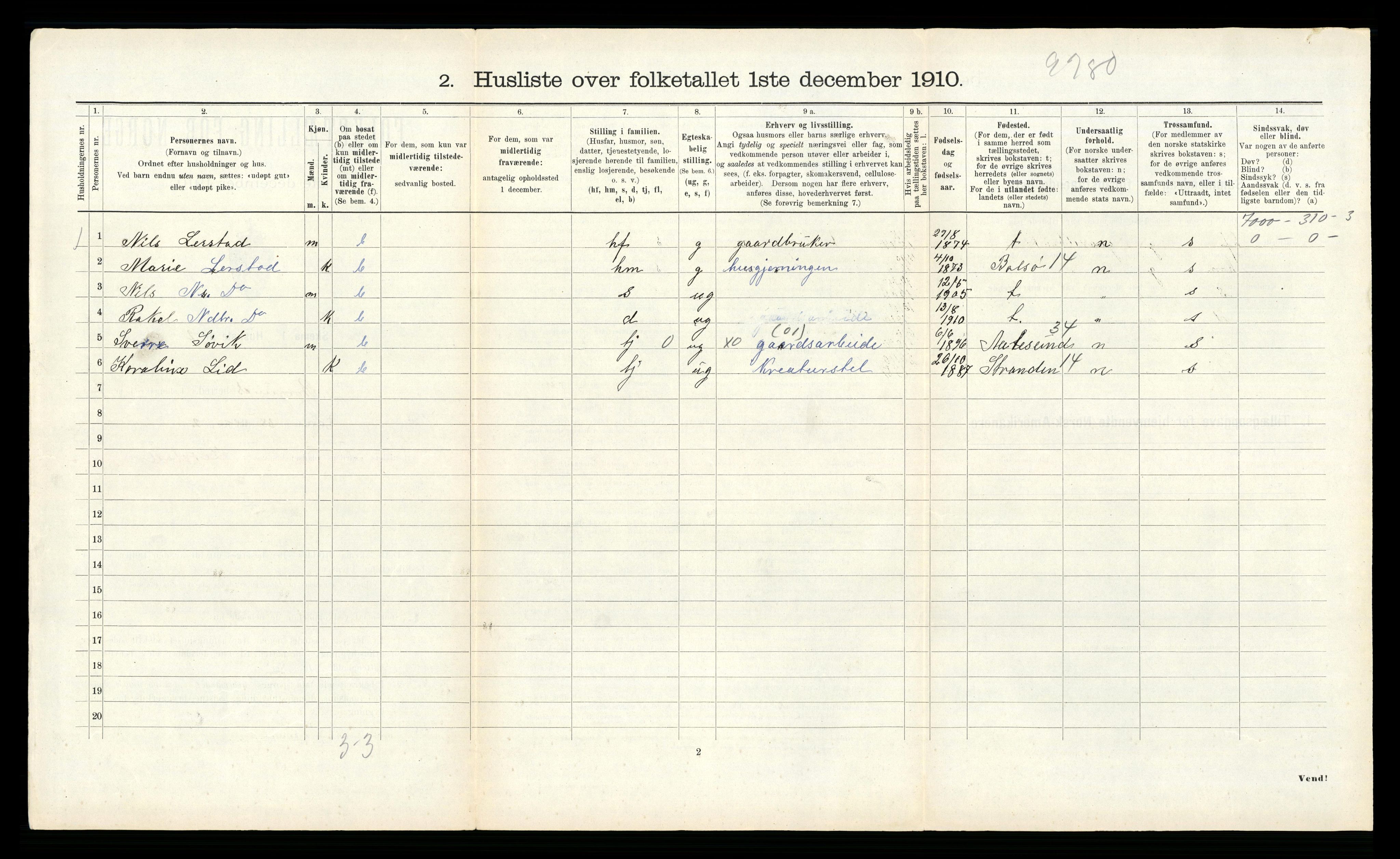 RA, Folketelling 1910 for 1531 Borgund herred, 1910, s. 556