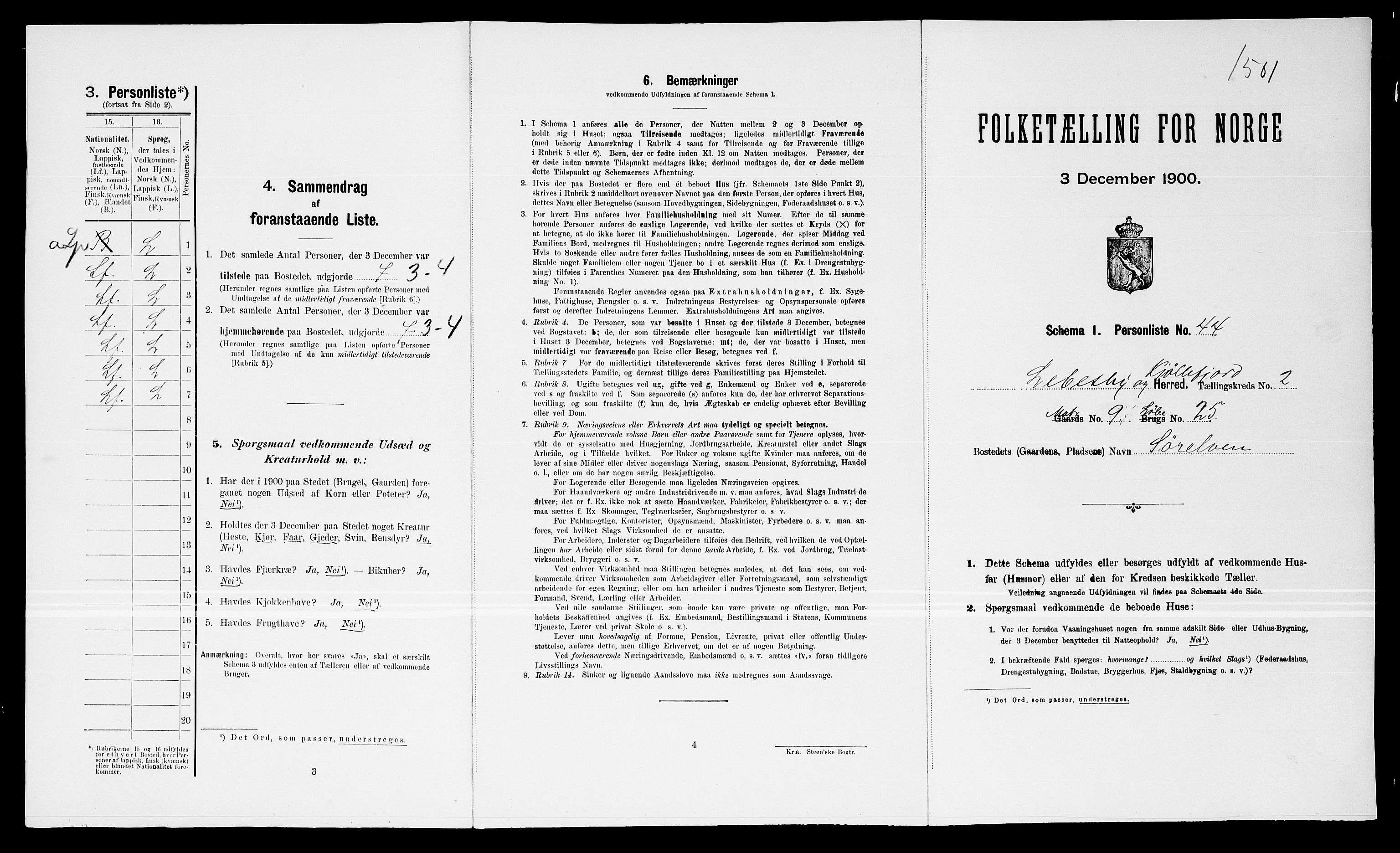 SATØ, Folketelling 1900 for 2022 Lebesby herred, 1900, s. 196