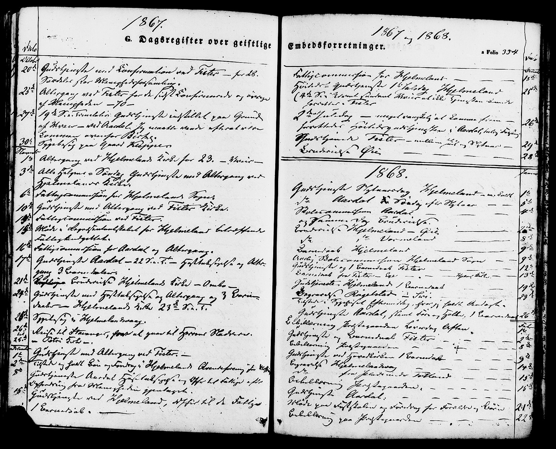 Hjelmeland sokneprestkontor, AV/SAST-A-101843/01/IV/L0011: Ministerialbok nr. A 11, 1861-1878, s. 334