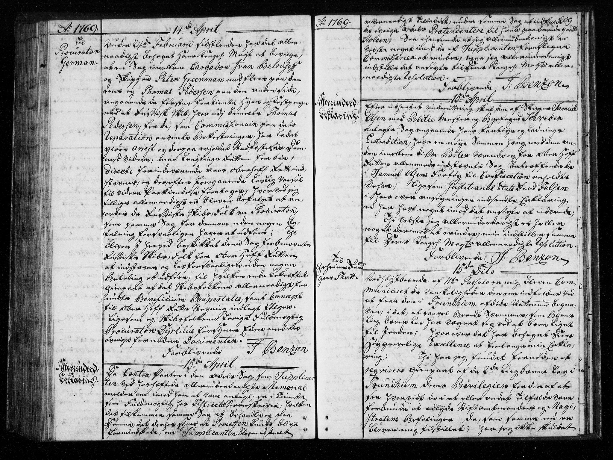 Stattholderembetet 1572-1771, AV/RA-EA-2870/Bf/L0007: Stattholderprotokoll (allmenn kopibok), 1768-1769, s. 208b-209a