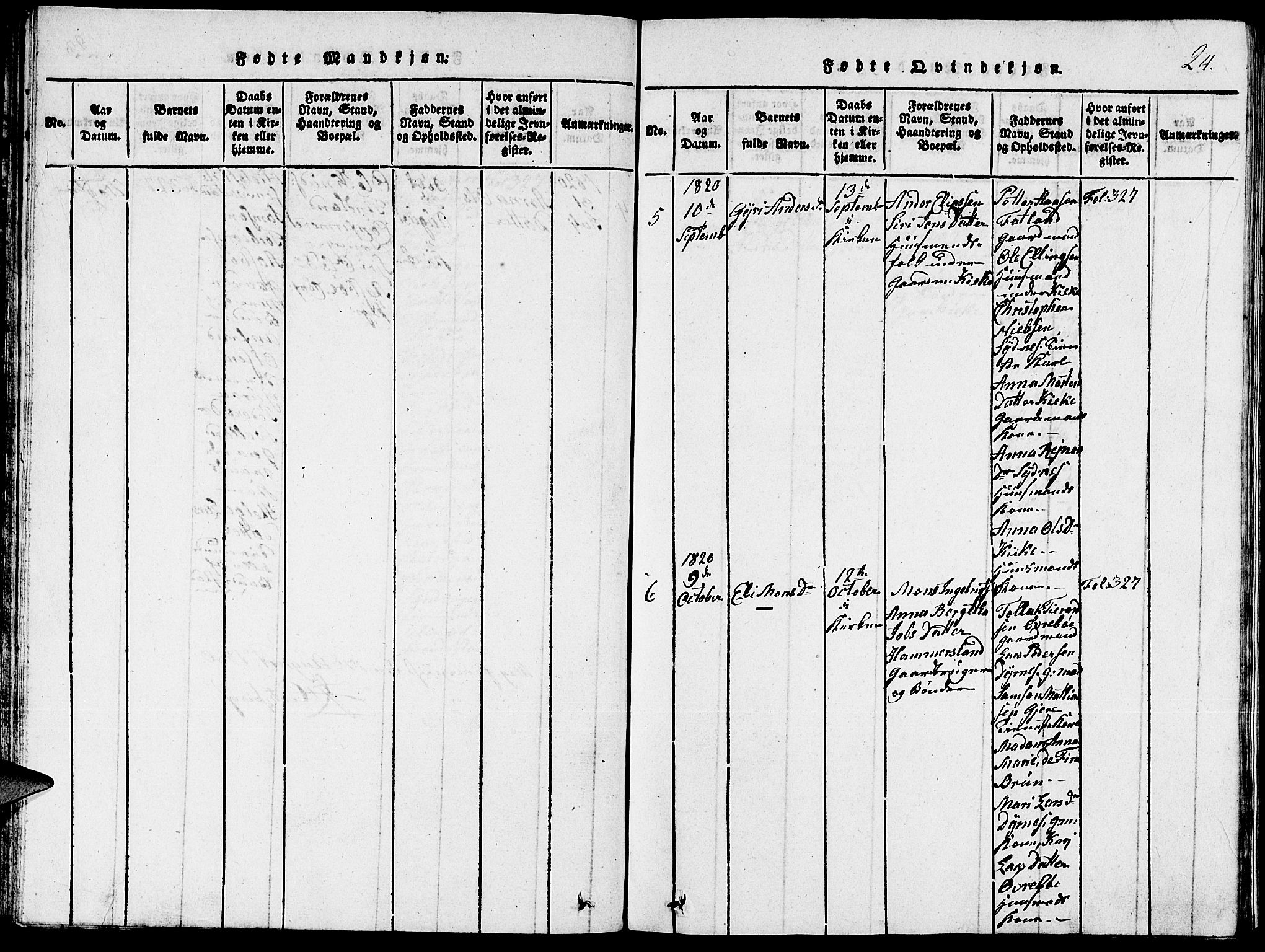 Fjelberg sokneprestembete, AV/SAB-A-75201/H/Hab: Klokkerbok nr. A 1, 1816-1823, s. 24