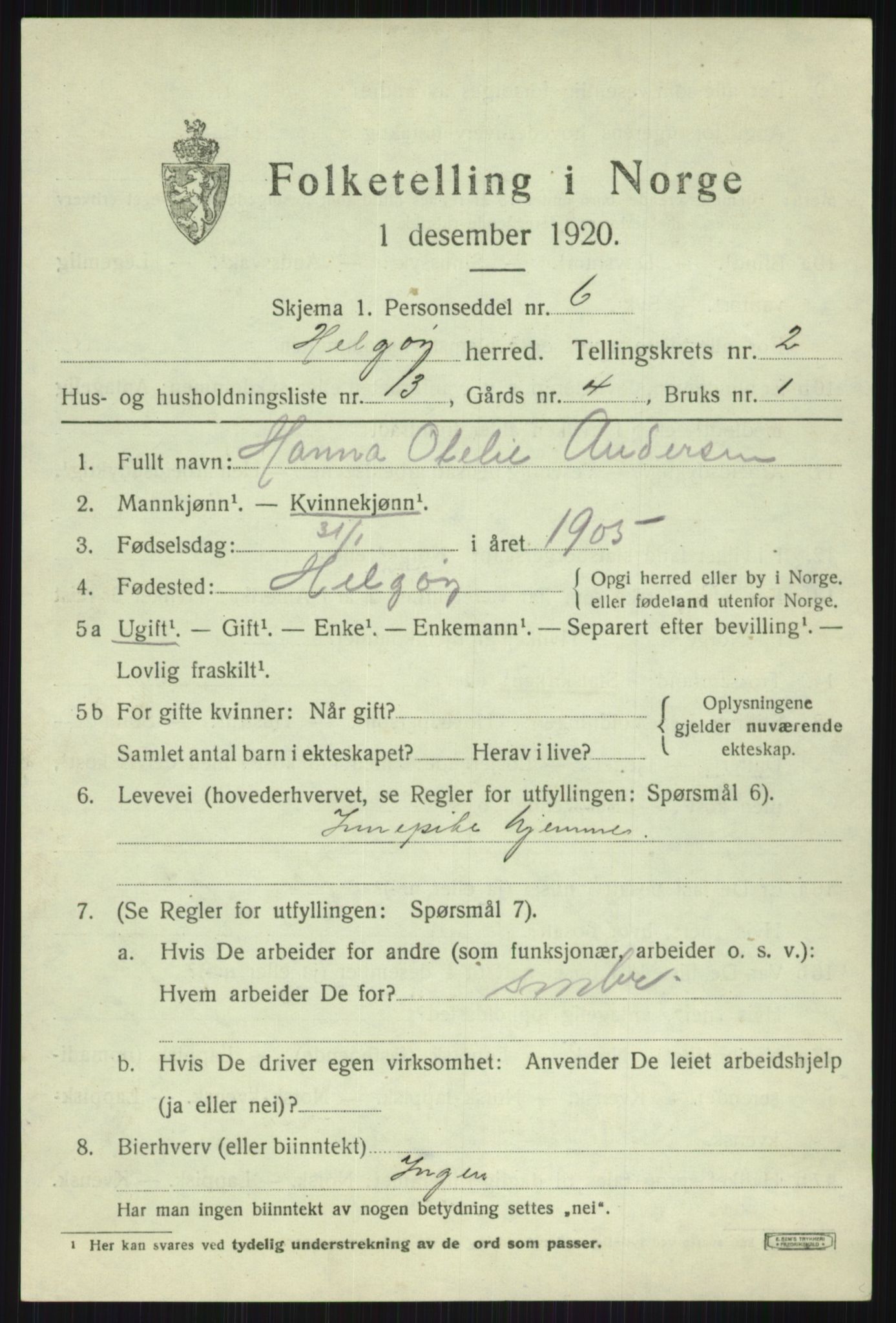 SATØ, Folketelling 1920 for 1935 Helgøy herred, 1920, s. 1353