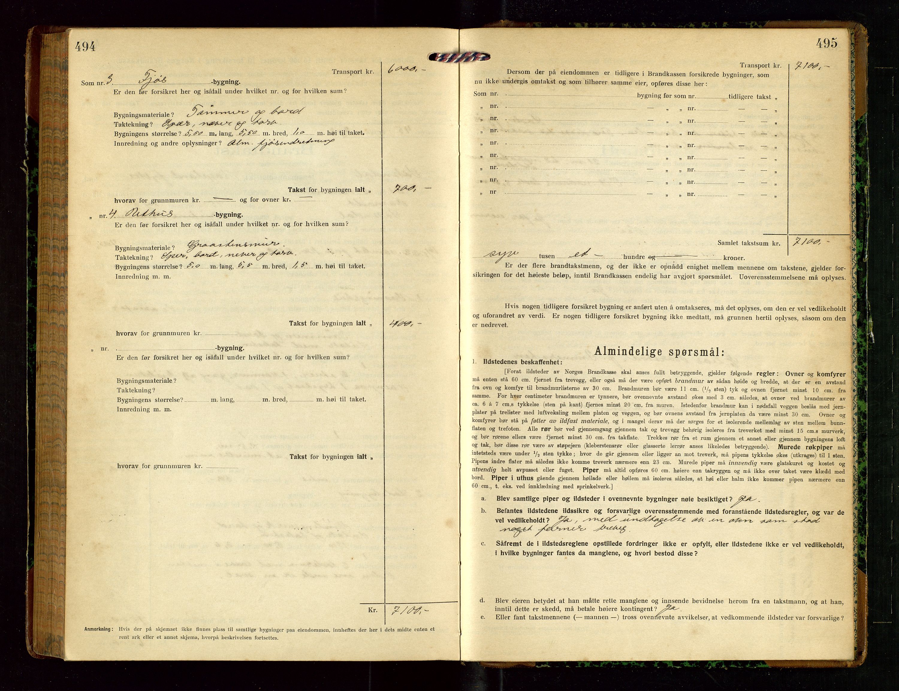 Sokndal lensmannskontor, AV/SAST-A-100417/Gob/L0005: "Brandtakst-Protokol", 1920-1924, s. 494-495