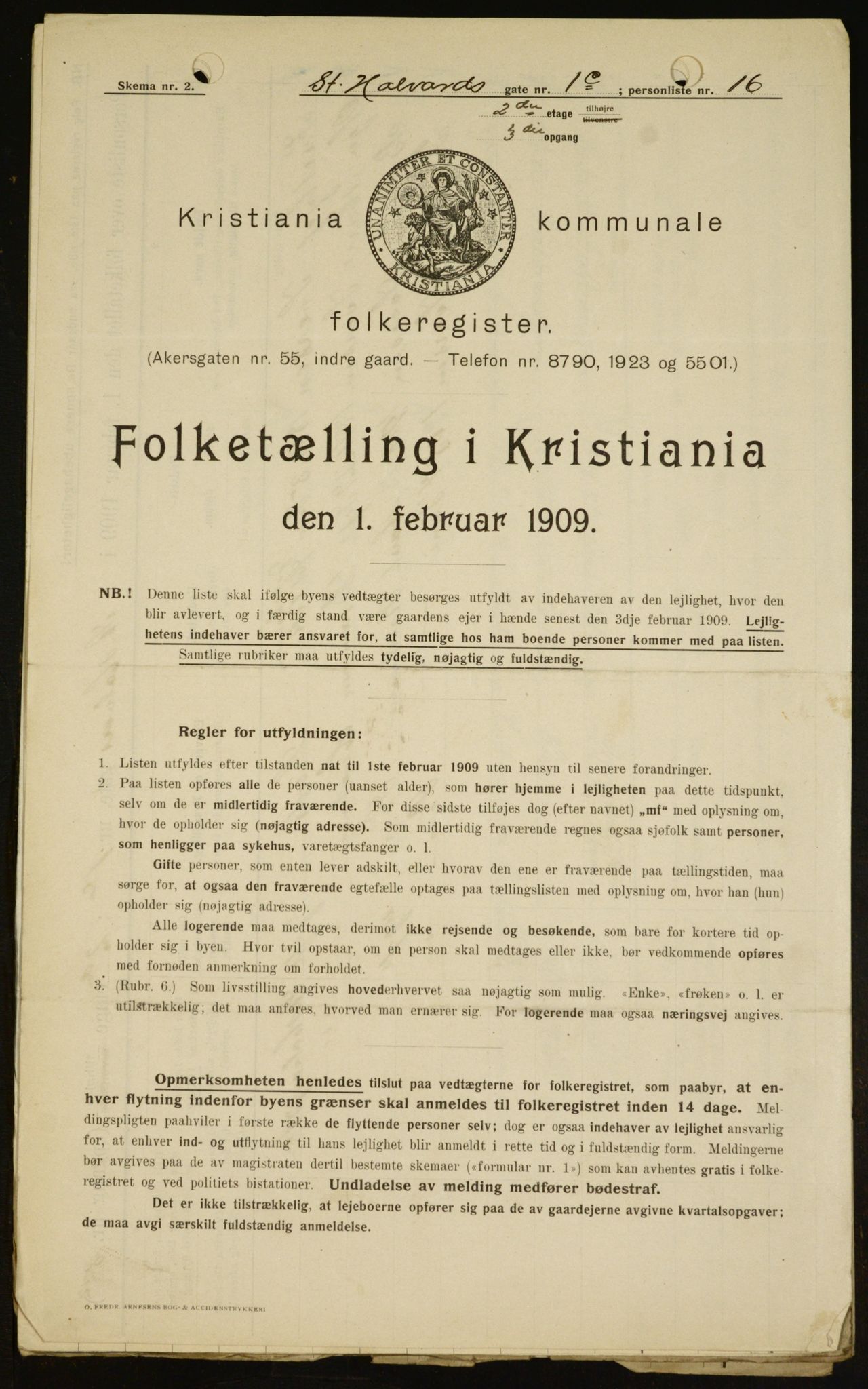 OBA, Kommunal folketelling 1.2.1909 for Kristiania kjøpstad, 1909, s. 79477