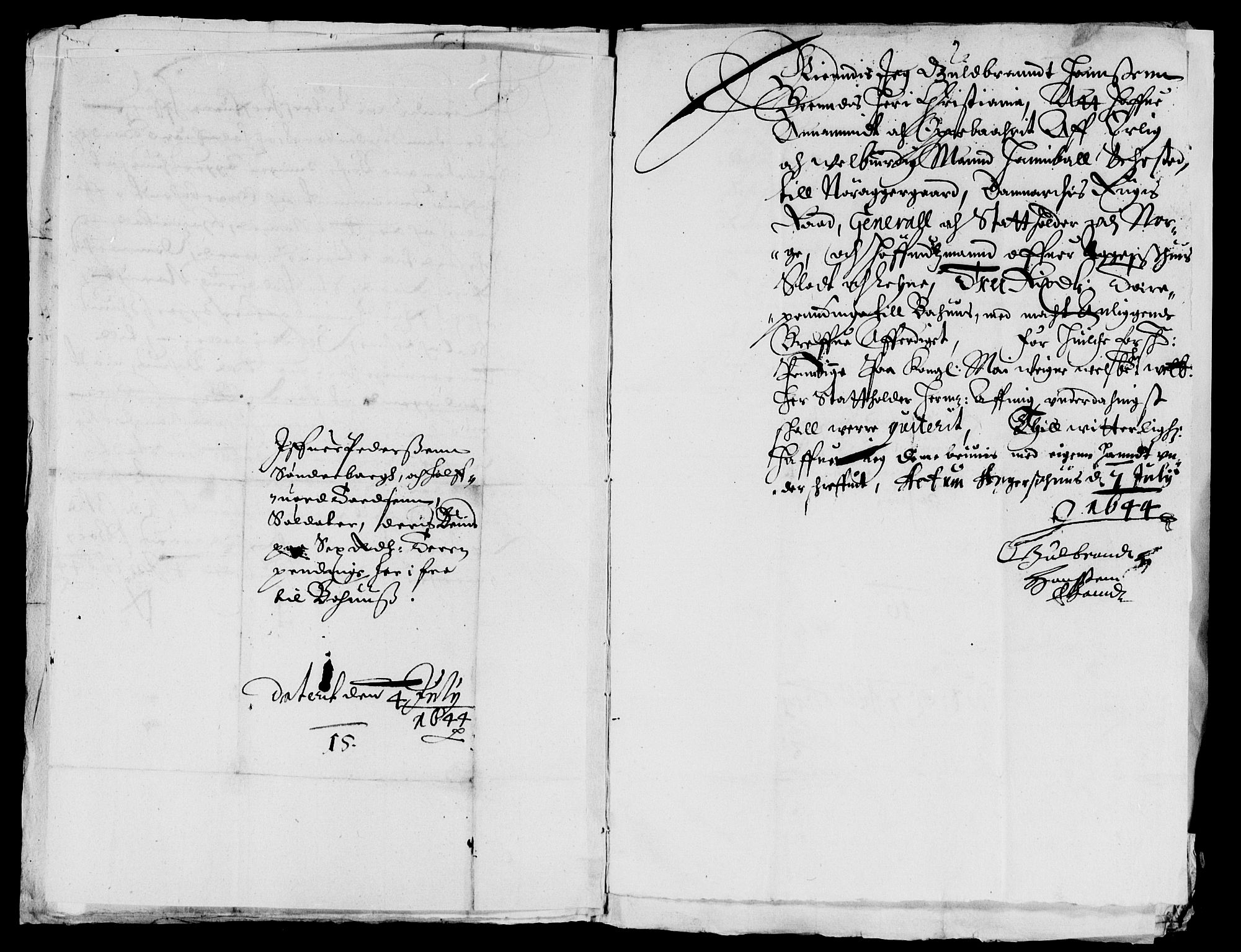 Rentekammeret inntil 1814, Reviderte regnskaper, Lensregnskaper, AV/RA-EA-5023/R/Rb/Rba/L0180: Akershus len, 1644-1645