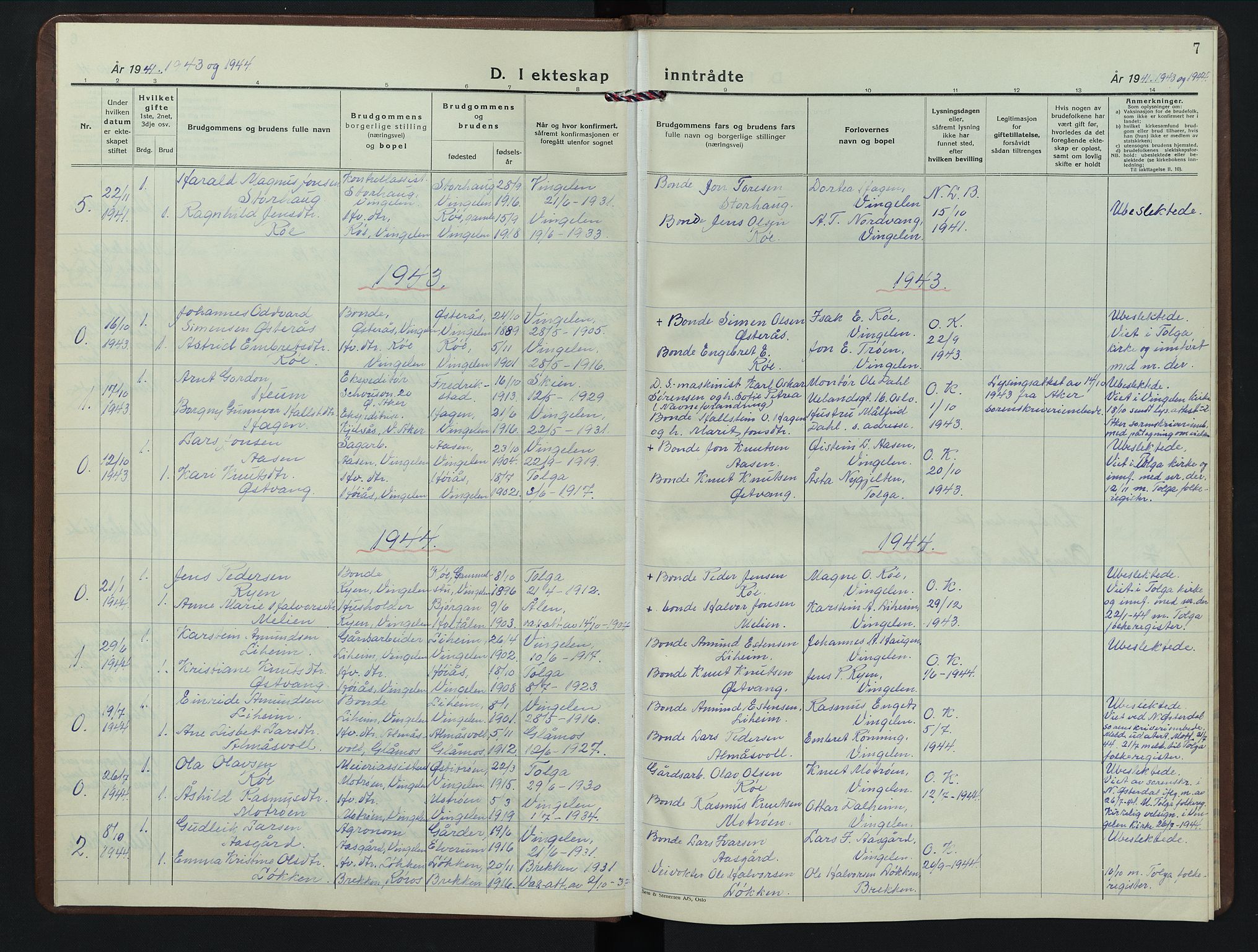 Tolga prestekontor, AV/SAH-PREST-062/L/L0018: Klokkerbok nr. 18, 1935-1946, s. 7