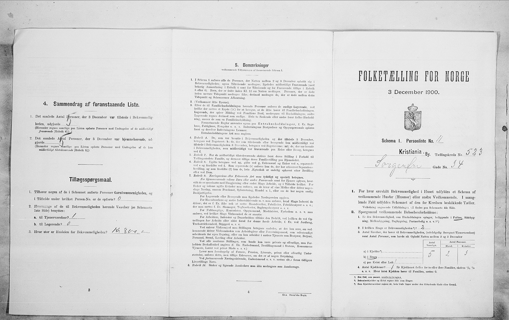 SAO, Folketelling 1900 for 0301 Kristiania kjøpstad, 1900, s. 88934
