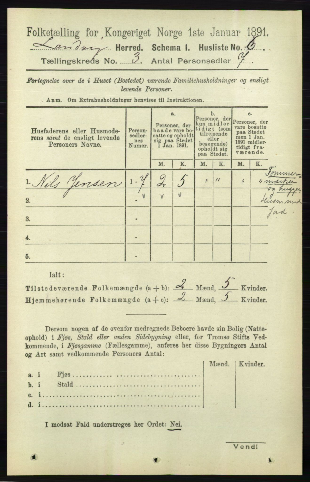 RA, Folketelling 1891 for 0924 Landvik herred, 1891, s. 872