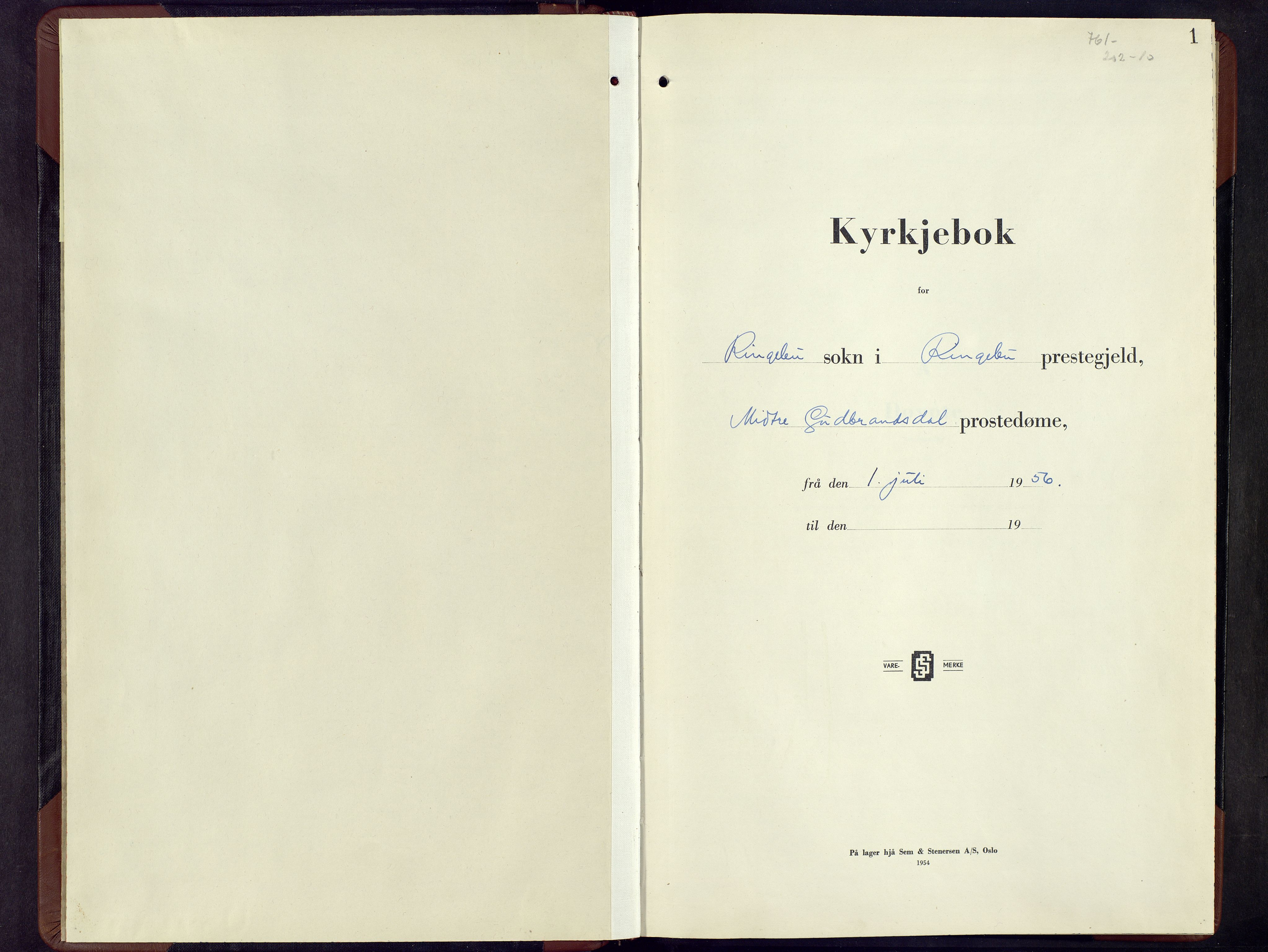 Ringebu prestekontor, AV/SAH-PREST-082/H/Ha/Hab/L0016: Klokkerbok nr. 16, 1956-1967, s. 1