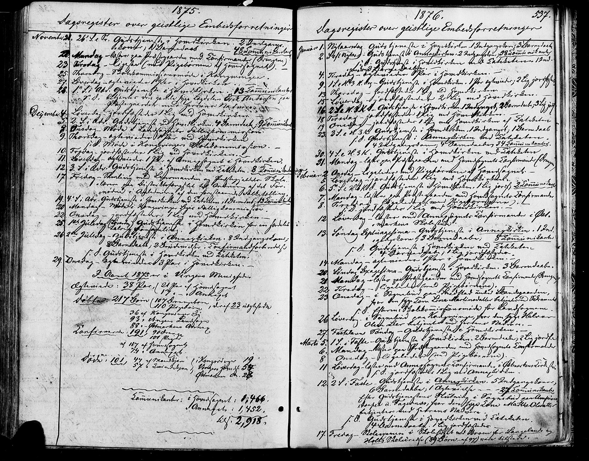 Vinger prestekontor, AV/SAH-PREST-024/H/Ha/Haa/L0012: Ministerialbok nr. 12, 1871-1880, s. 537