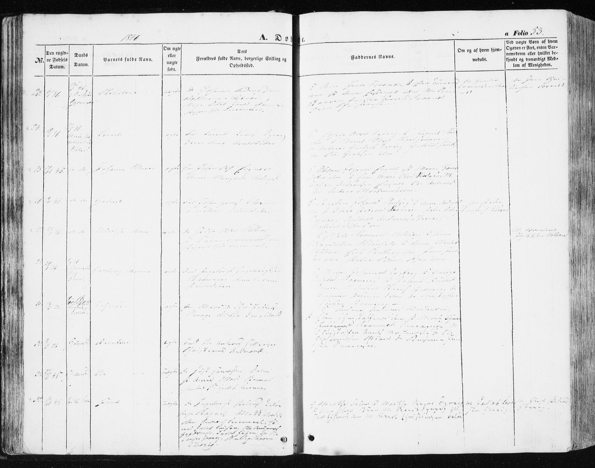 Ministerialprotokoller, klokkerbøker og fødselsregistre - Sør-Trøndelag, SAT/A-1456/634/L0529: Ministerialbok nr. 634A05, 1843-1851, s. 53