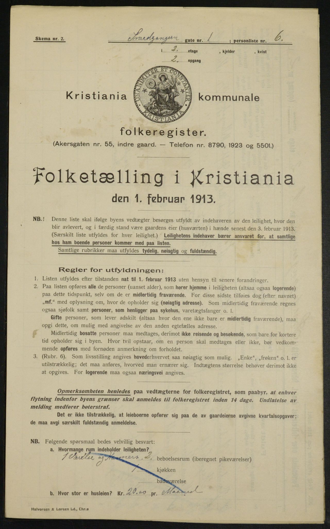 OBA, Kommunal folketelling 1.2.1913 for Kristiania, 1913, s. 97102