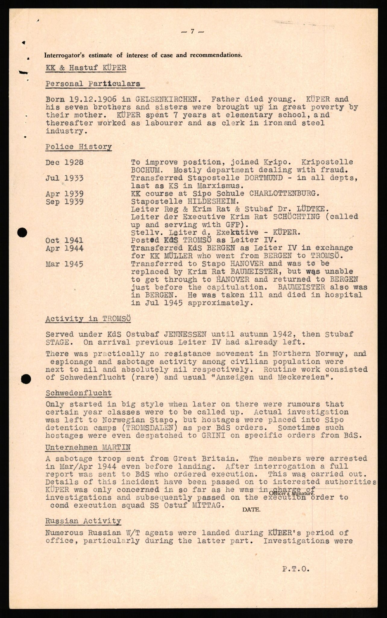 Forsvaret, Forsvarets overkommando II, AV/RA-RAFA-3915/D/Db/L0019: CI Questionaires. Tyske okkupasjonsstyrker i Norge. Tyskere., 1945-1946, s. 94