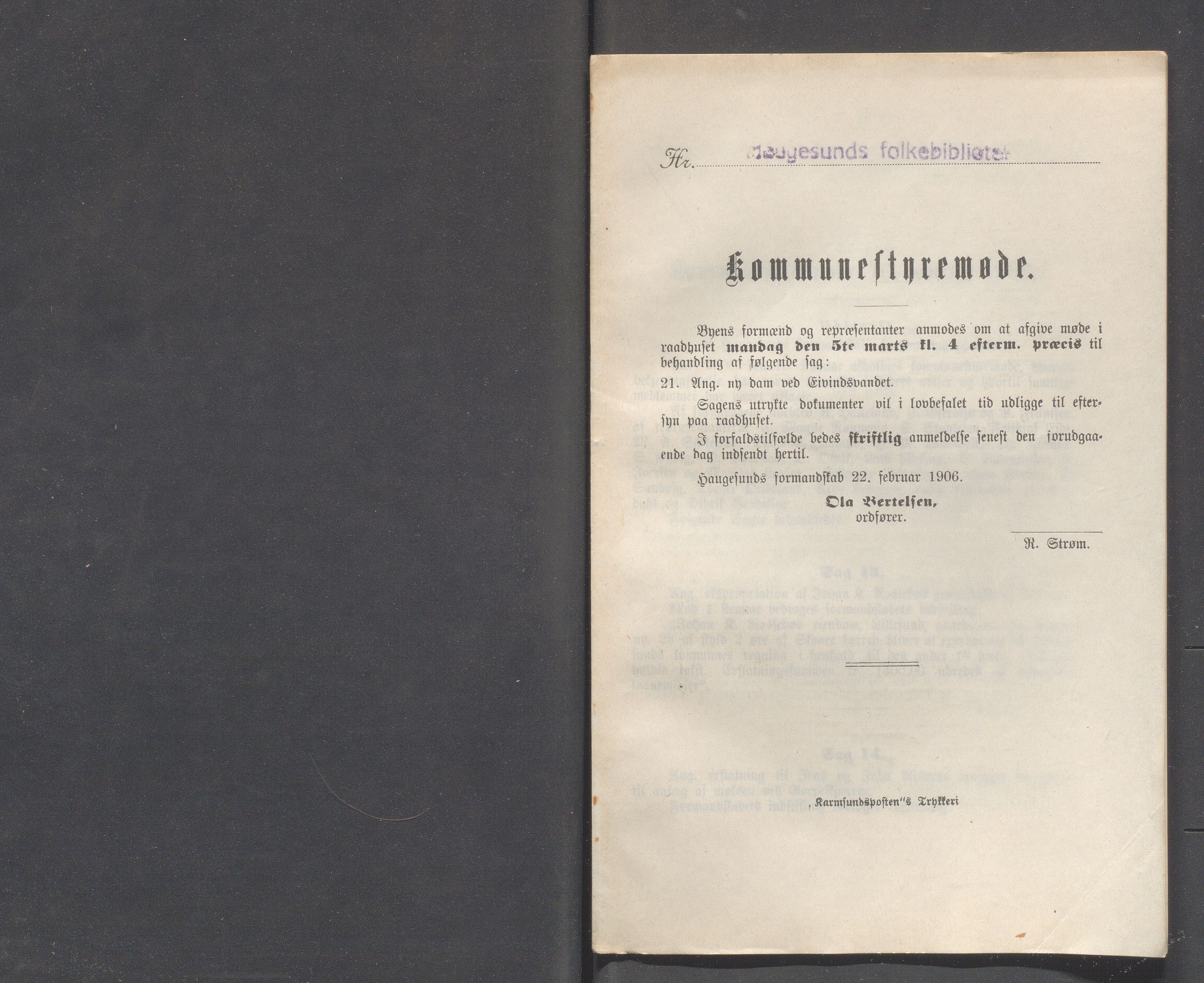 Haugesund kommune - Formannskapet og Bystyret, IKAR/A-740/A/Abb/L0001: Bystyreforhandlinger, 1889-1907, s. 748