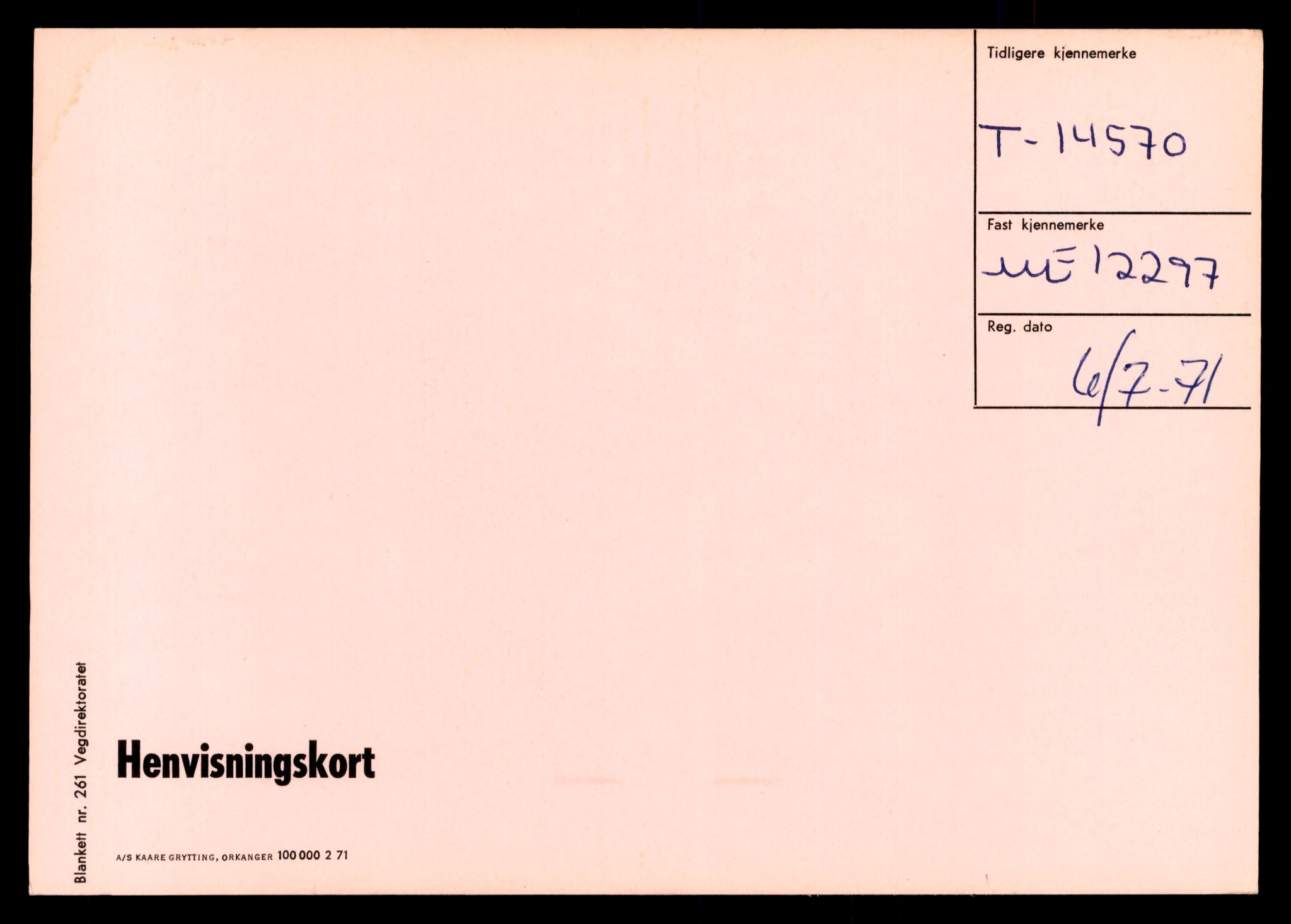 Møre og Romsdal vegkontor - Ålesund trafikkstasjon, AV/SAT-A-4099/F/Ff/L0004: Overførings-/henvisningskort T 14570 - T 22566, 1927-1998, s. 1