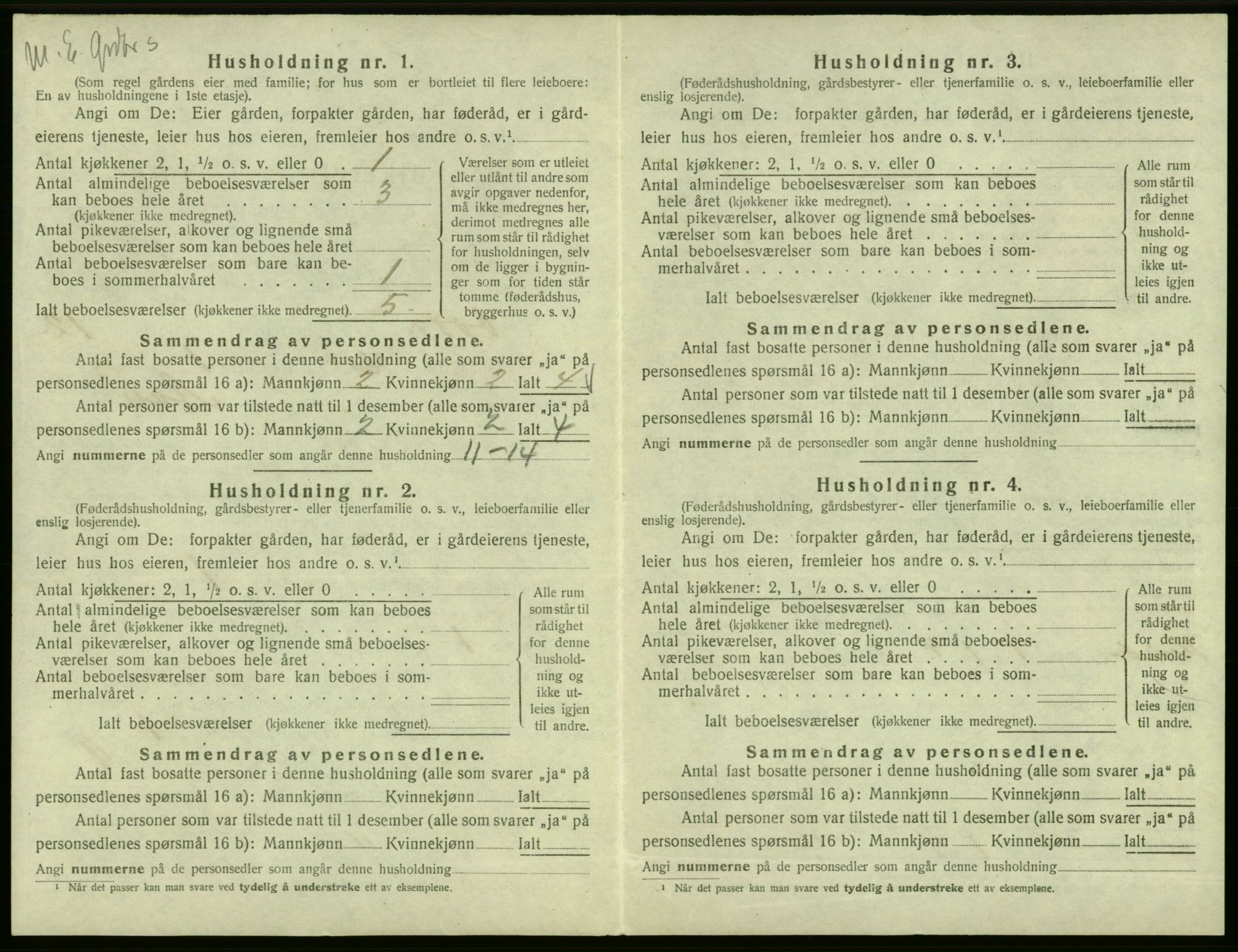 SAB, Folketelling 1920 for 1228 Odda herred, 1920, s. 1107