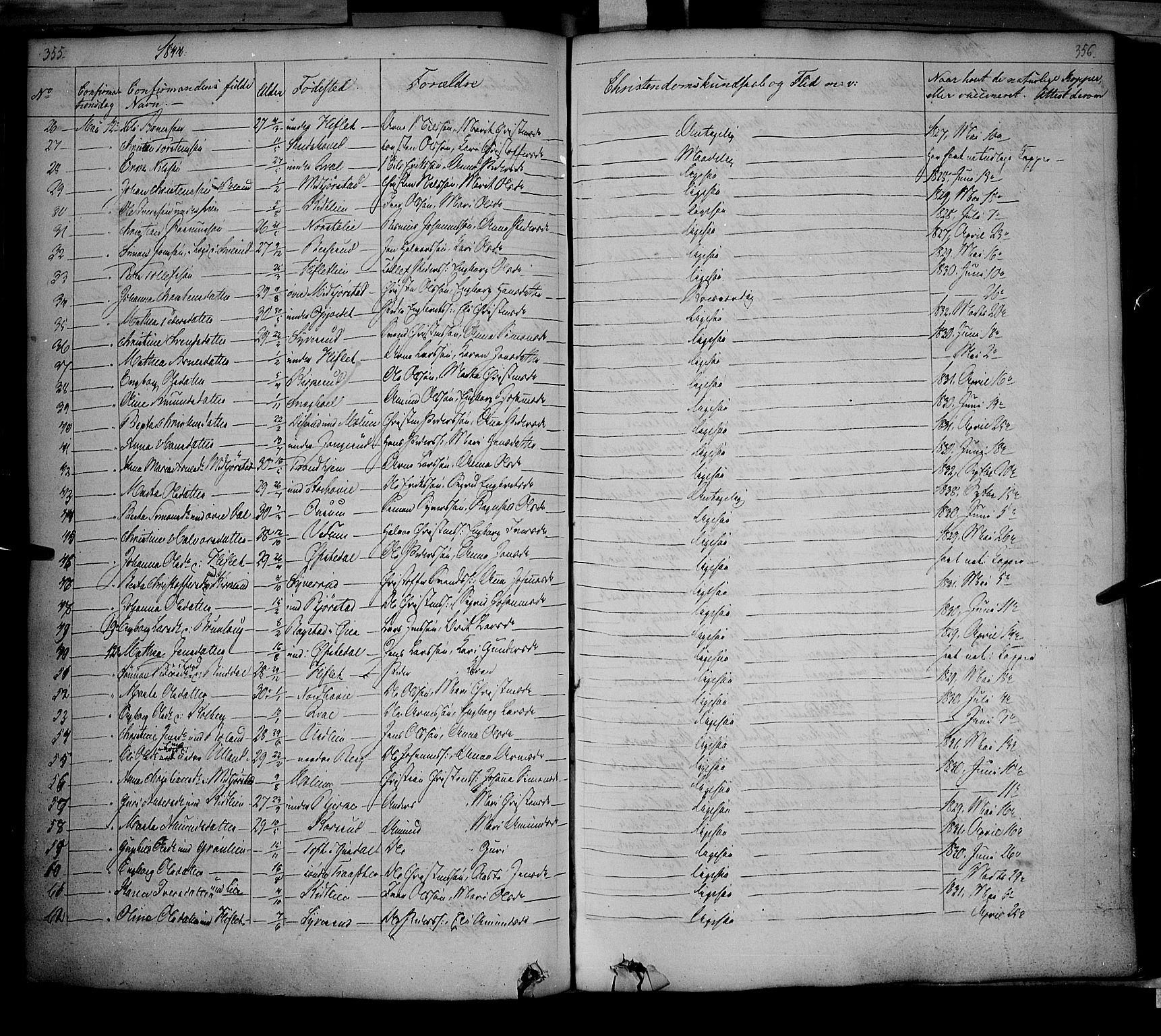 Fåberg prestekontor, AV/SAH-PREST-086/H/Ha/Haa/L0005: Ministerialbok nr. 5, 1836-1854, s. 355-356