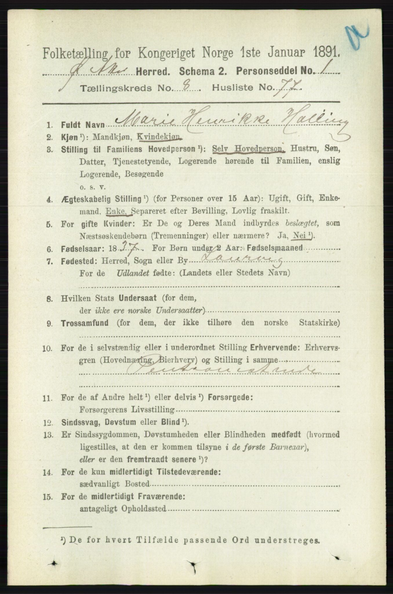 RA, Folketelling 1891 for 0218 Aker herred, 1891, s. 7888