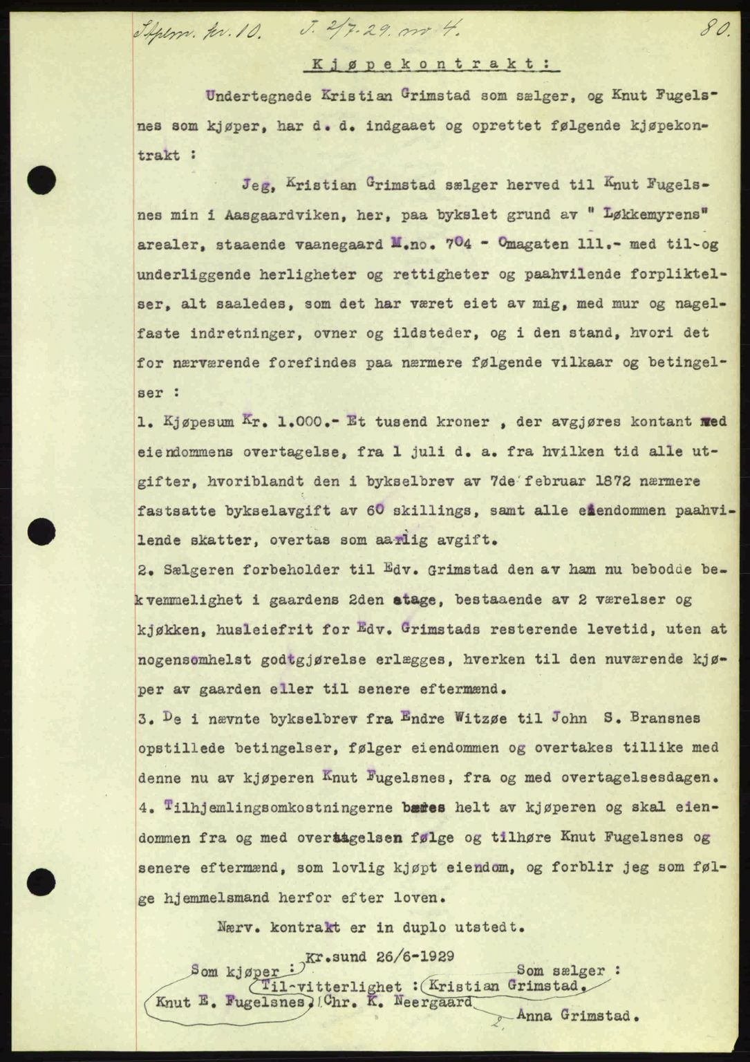 Kristiansund byfogd, AV/SAT-A-4587/A/27: Pantebok nr. 23, 1929-1930, Tingl.dato: 02.07.1929