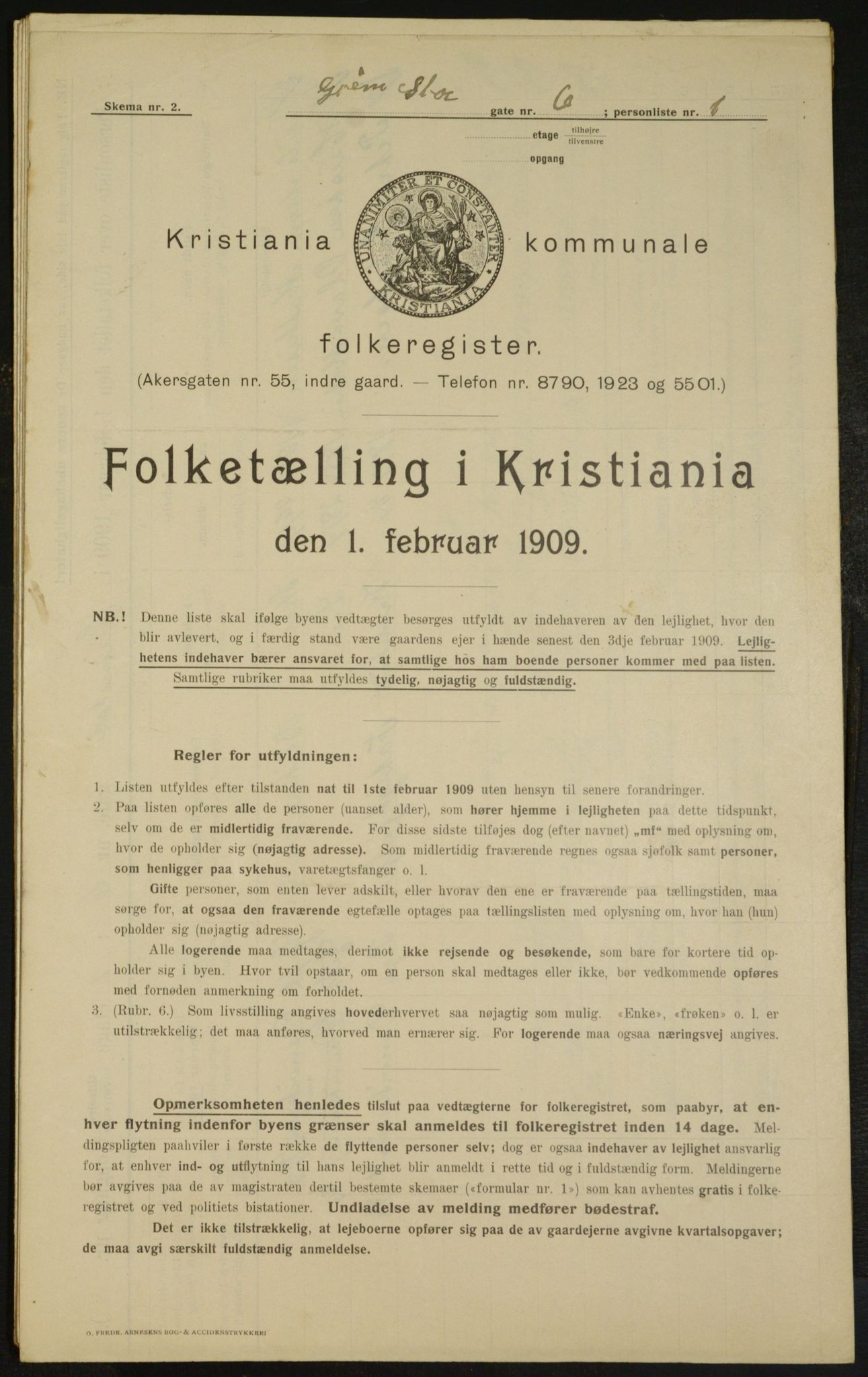 OBA, Kommunal folketelling 1.2.1909 for Kristiania kjøpstad, 1909, s. 27205