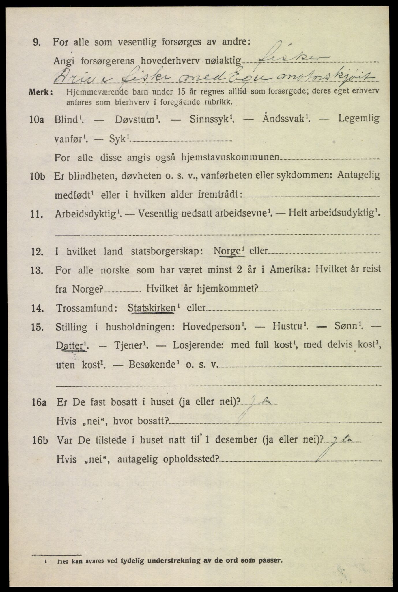 SAK, Folketelling 1920 for 1012 Oddernes herred, 1920, s. 3324