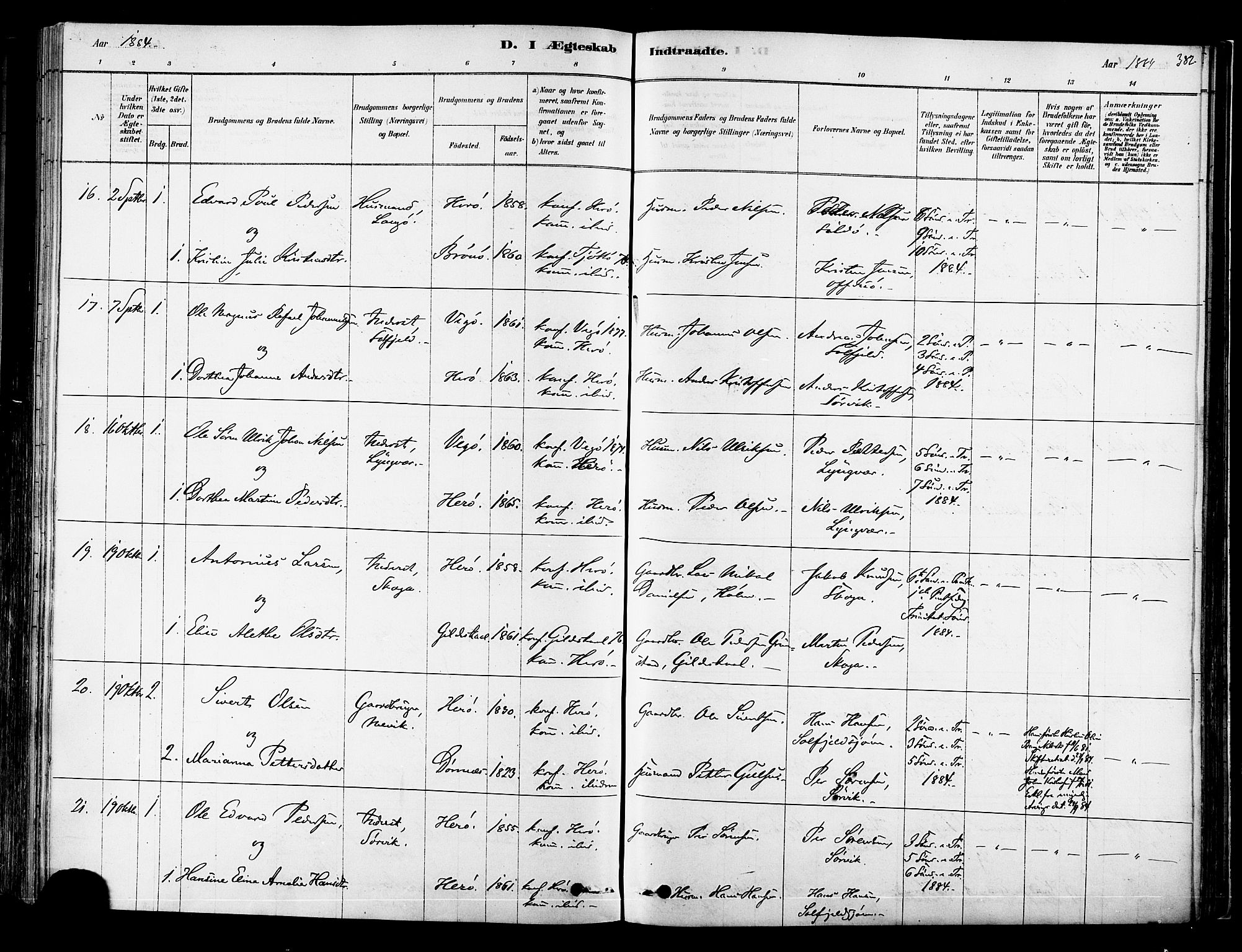 Ministerialprotokoller, klokkerbøker og fødselsregistre - Nordland, AV/SAT-A-1459/834/L0507: Ministerialbok nr. 834A05, 1878-1892, s. 382