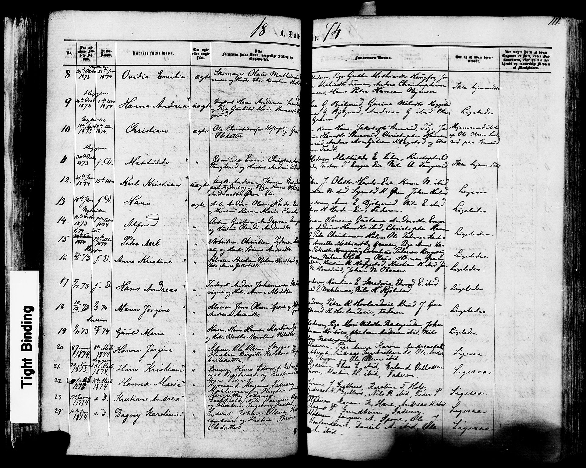 Modum kirkebøker, AV/SAKO-A-234/F/Fa/L0010: Ministerialbok nr. 10, 1865-1876, s. 111