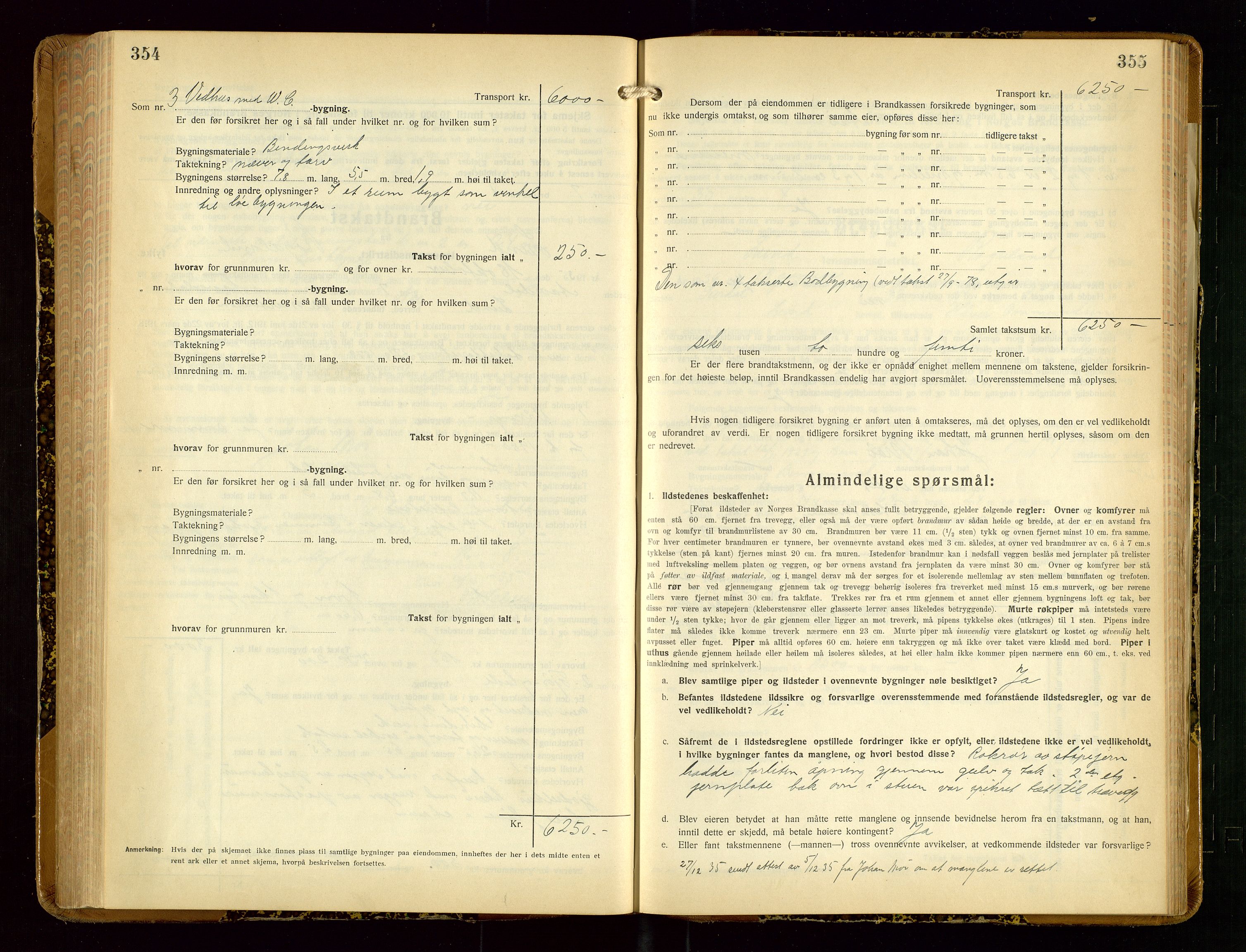 Lund lensmannskontor, AV/SAST-A-100303/Gob/L0005: "Brandtakstprotokoll", 1929-1938, s. 354-355