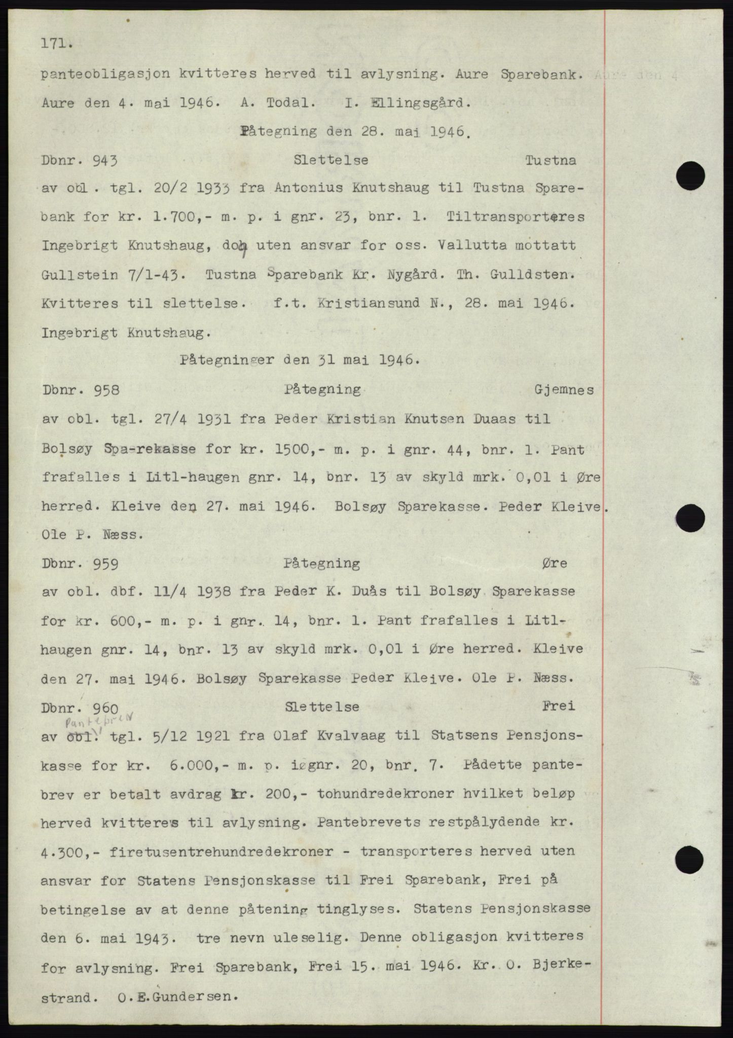 Nordmøre sorenskriveri, SAT/A-4132/1/2/2Ca: Pantebok nr. C82b, 1946-1951, Dagboknr: 943/1946