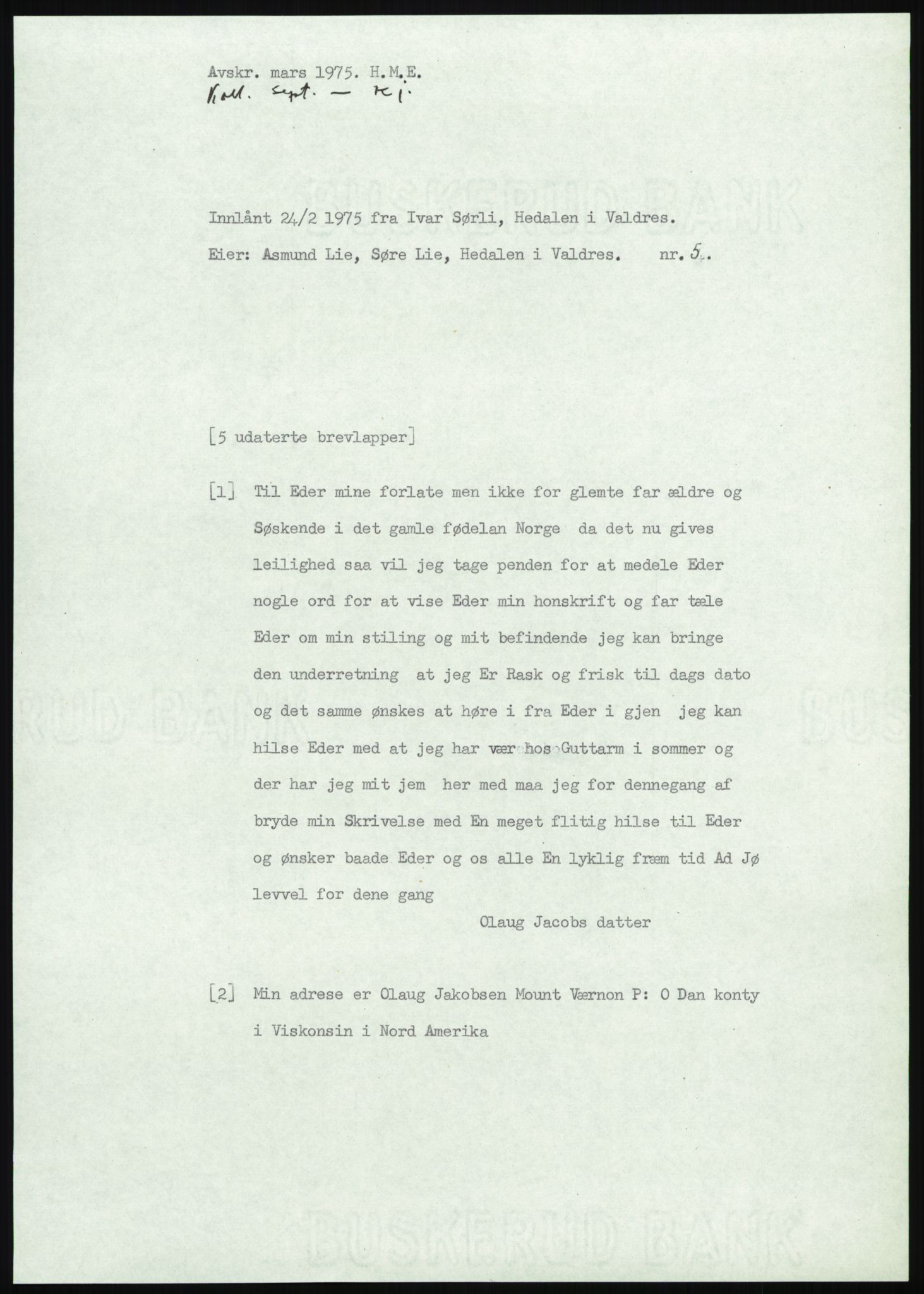 Samlinger til kildeutgivelse, Amerikabrevene, AV/RA-EA-4057/F/L0012: Innlån fra Oppland: Lie (brevnr 1-78), 1838-1914, s. 59