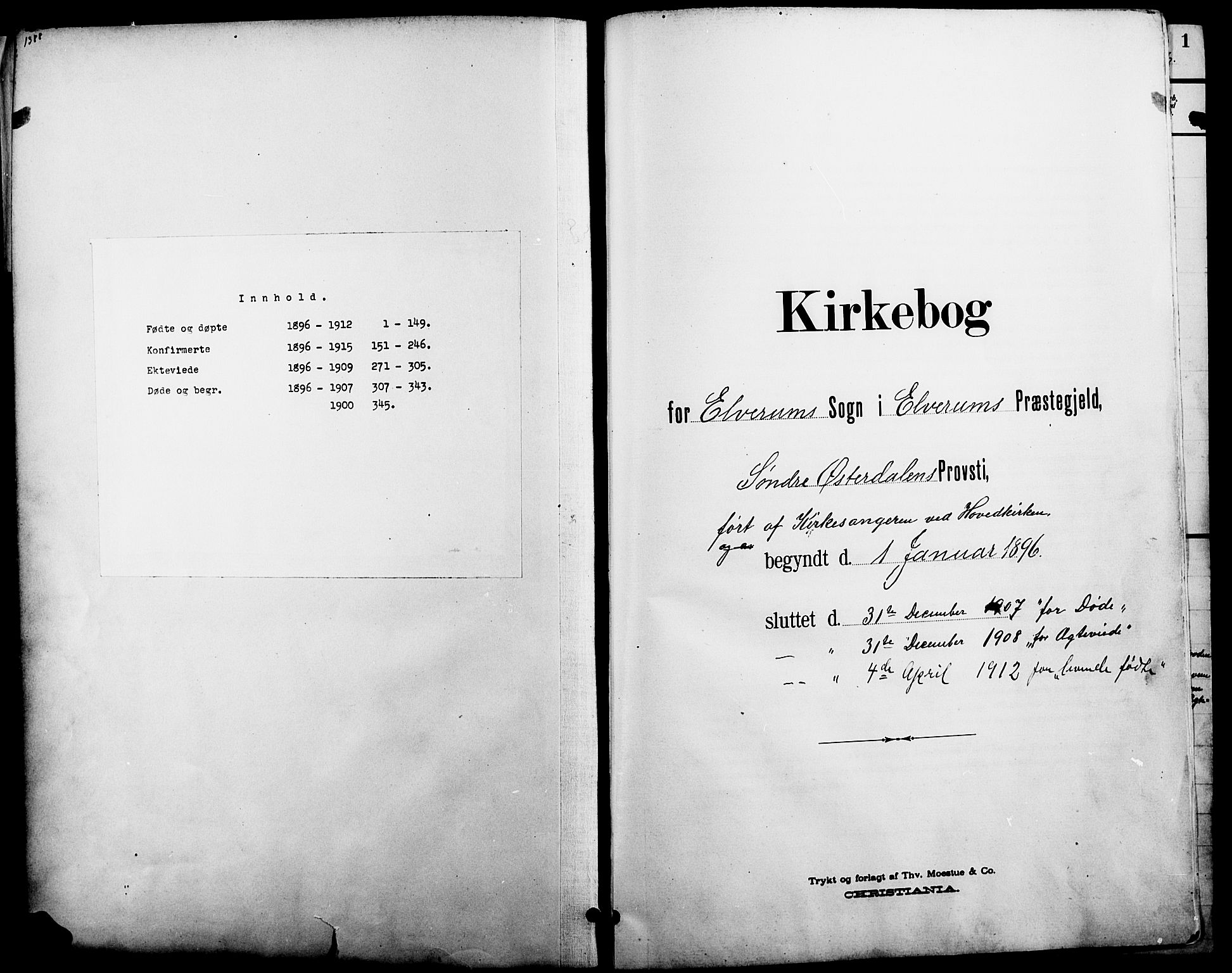 Elverum prestekontor, SAH/PREST-044/H/Ha/Hab/L0005: Klokkerbok nr. 5, 1896-1915