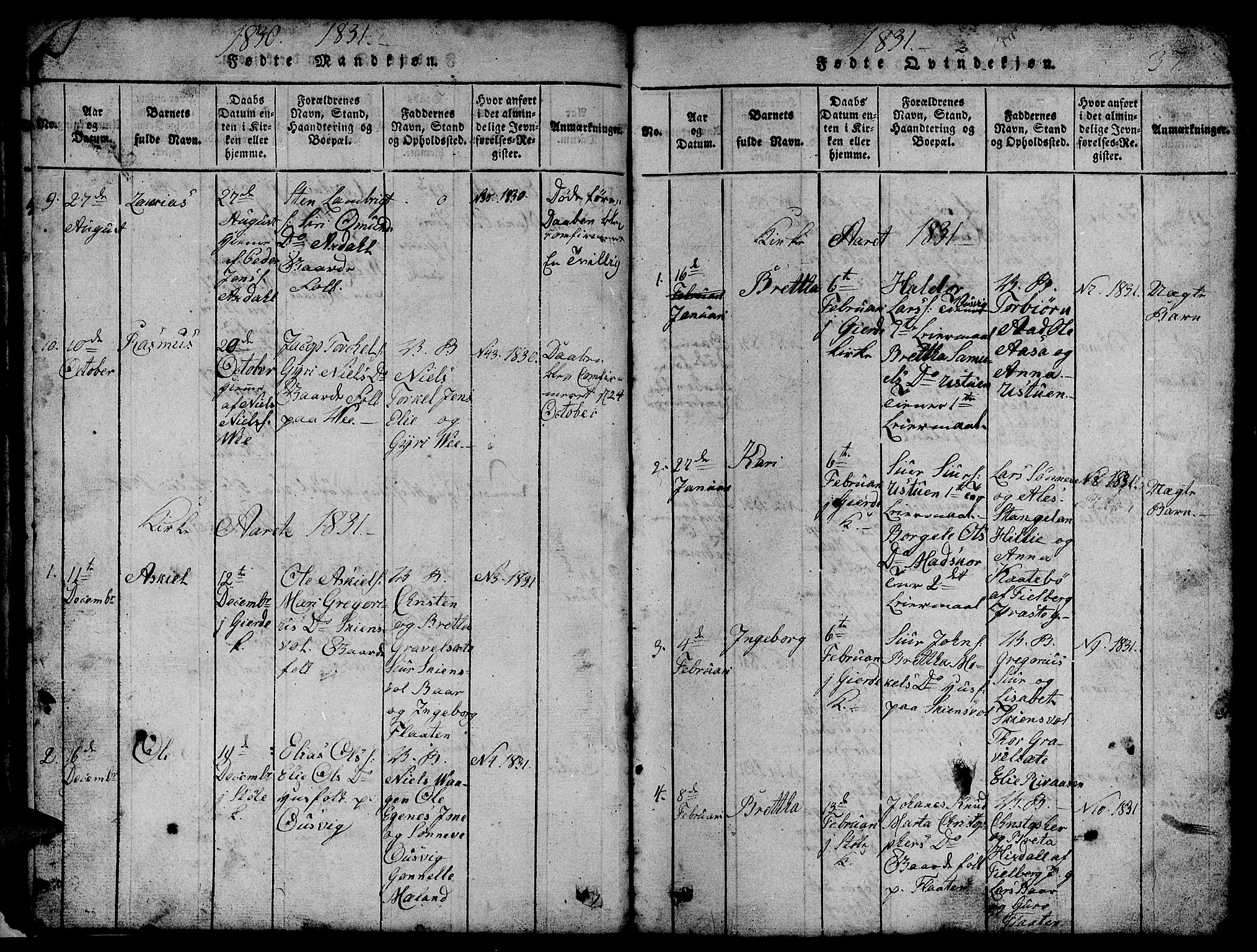 Etne sokneprestembete, SAB/A-75001/H/Hab: Klokkerbok nr. B 1, 1815-1850, s. 37