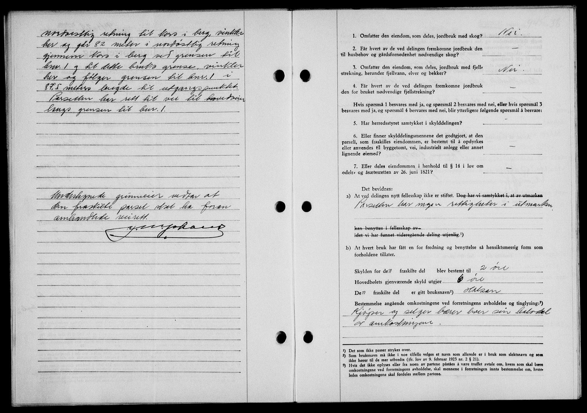Lofoten sorenskriveri, SAT/A-0017/1/2/2C/L0004a: Pantebok nr. 4a, 1938-1938, Dagboknr: 941/1938