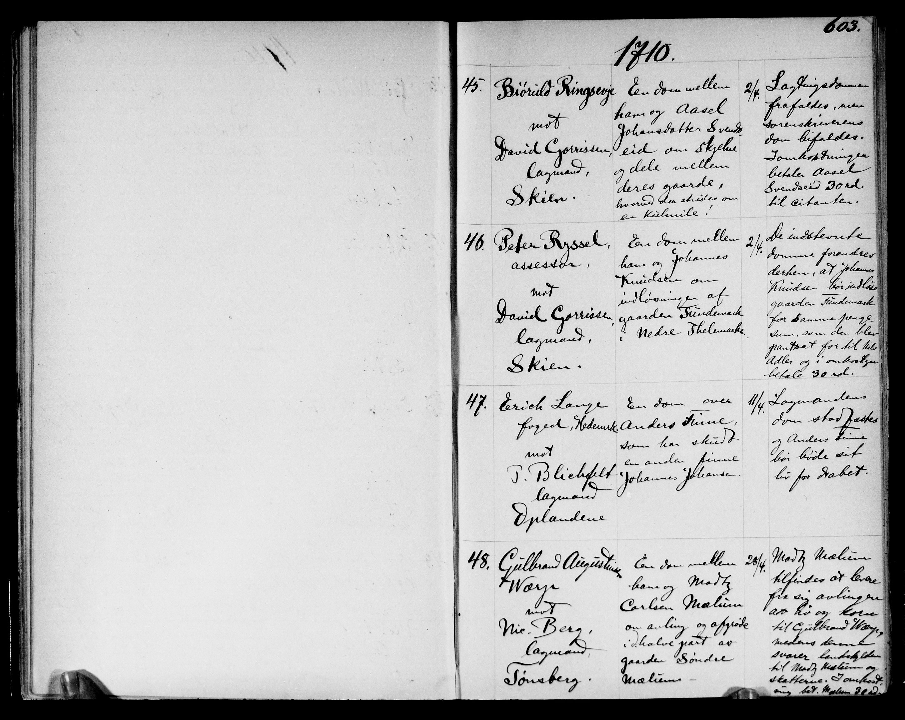 Overhoffretten 1667-1797, AV/RA-EA-2884, 1710-1718, s. 603