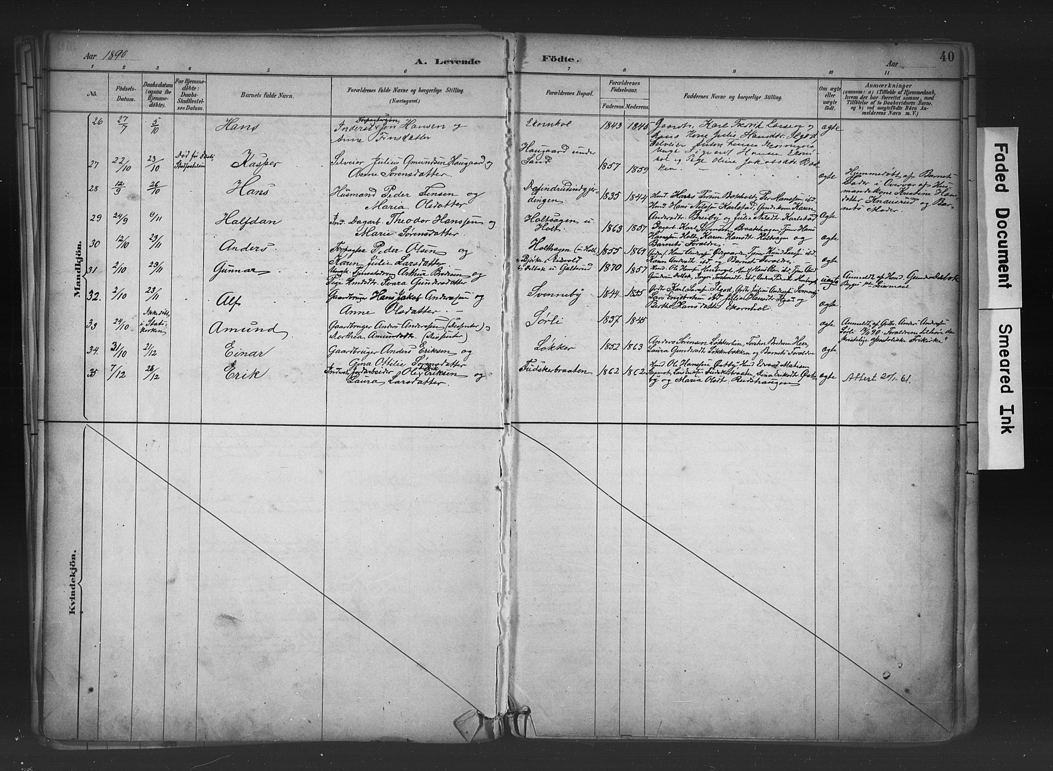 Nord-Odal prestekontor, AV/SAH-PREST-032/H/Ha/Haa/L0006: Ministerialbok nr. 6, 1886-1901, s. 40