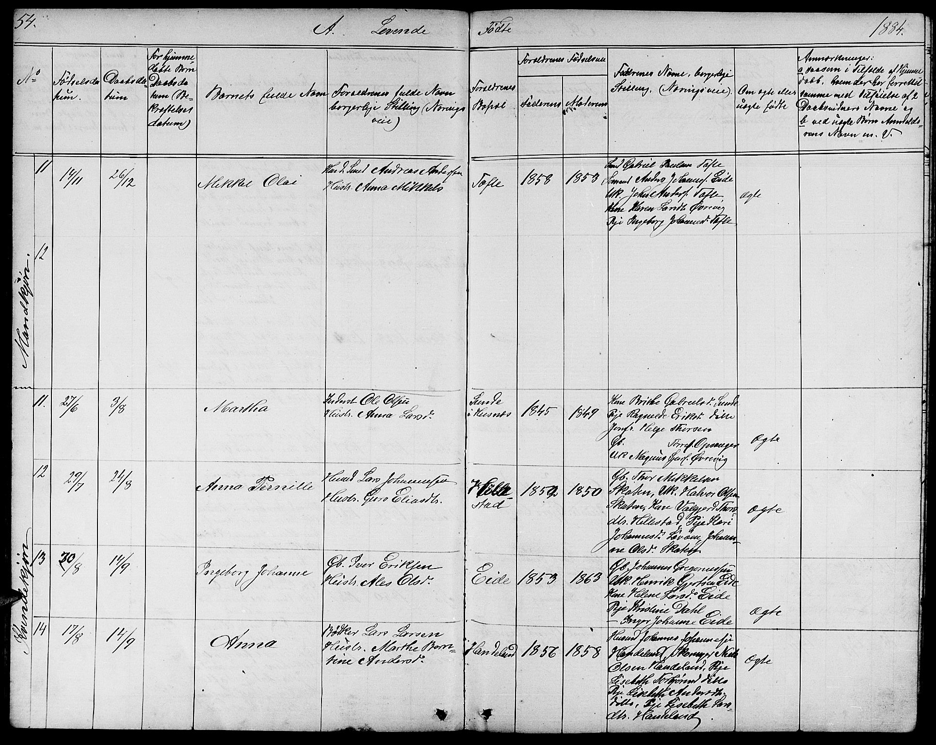 Fjelberg sokneprestembete, AV/SAB-A-75201/H/Hab: Klokkerbok nr. B 3, 1868-1888, s. 54