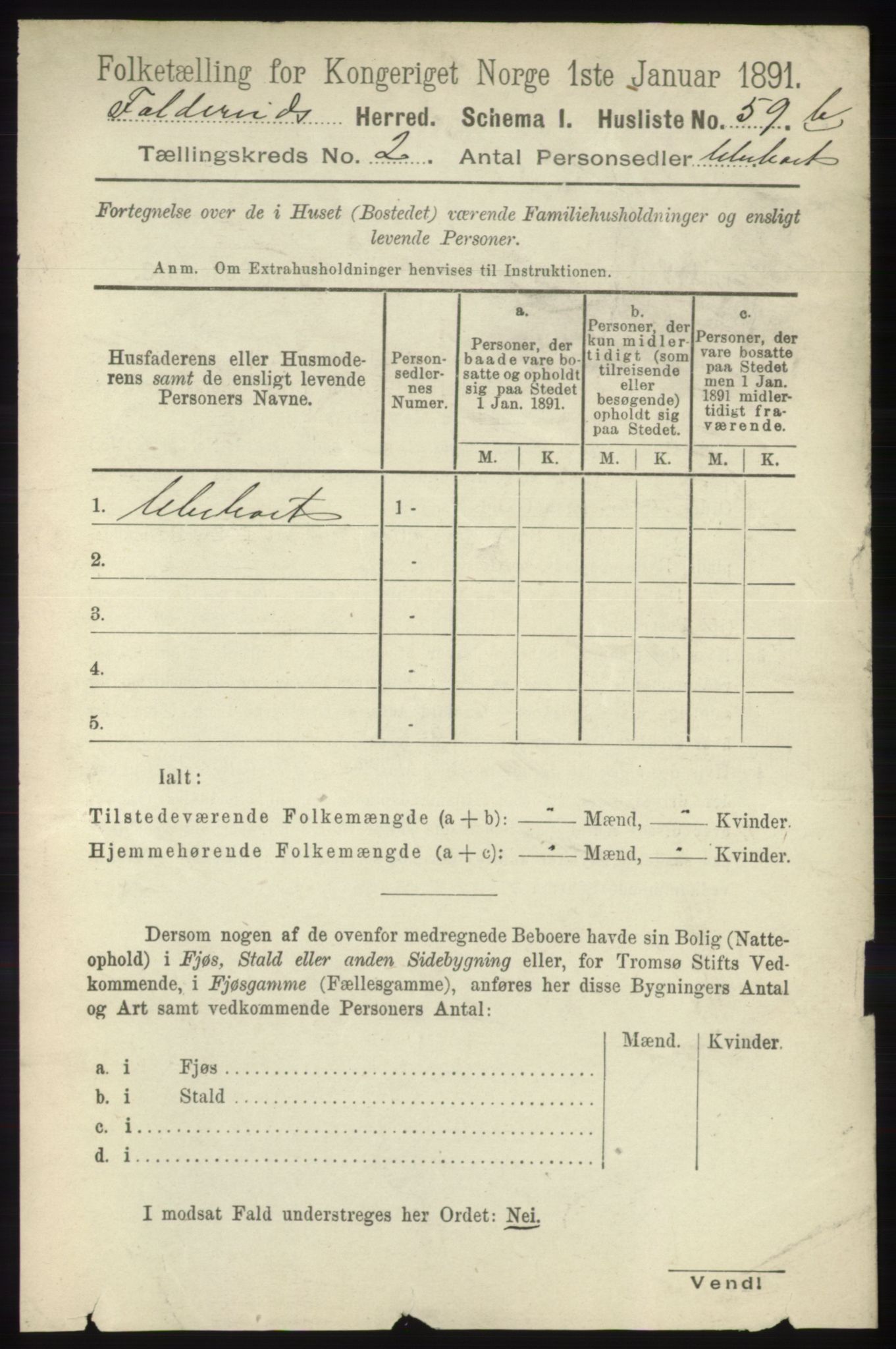 RA, Folketelling 1891 for 1753 Foldereid herred, 1891, s. 853