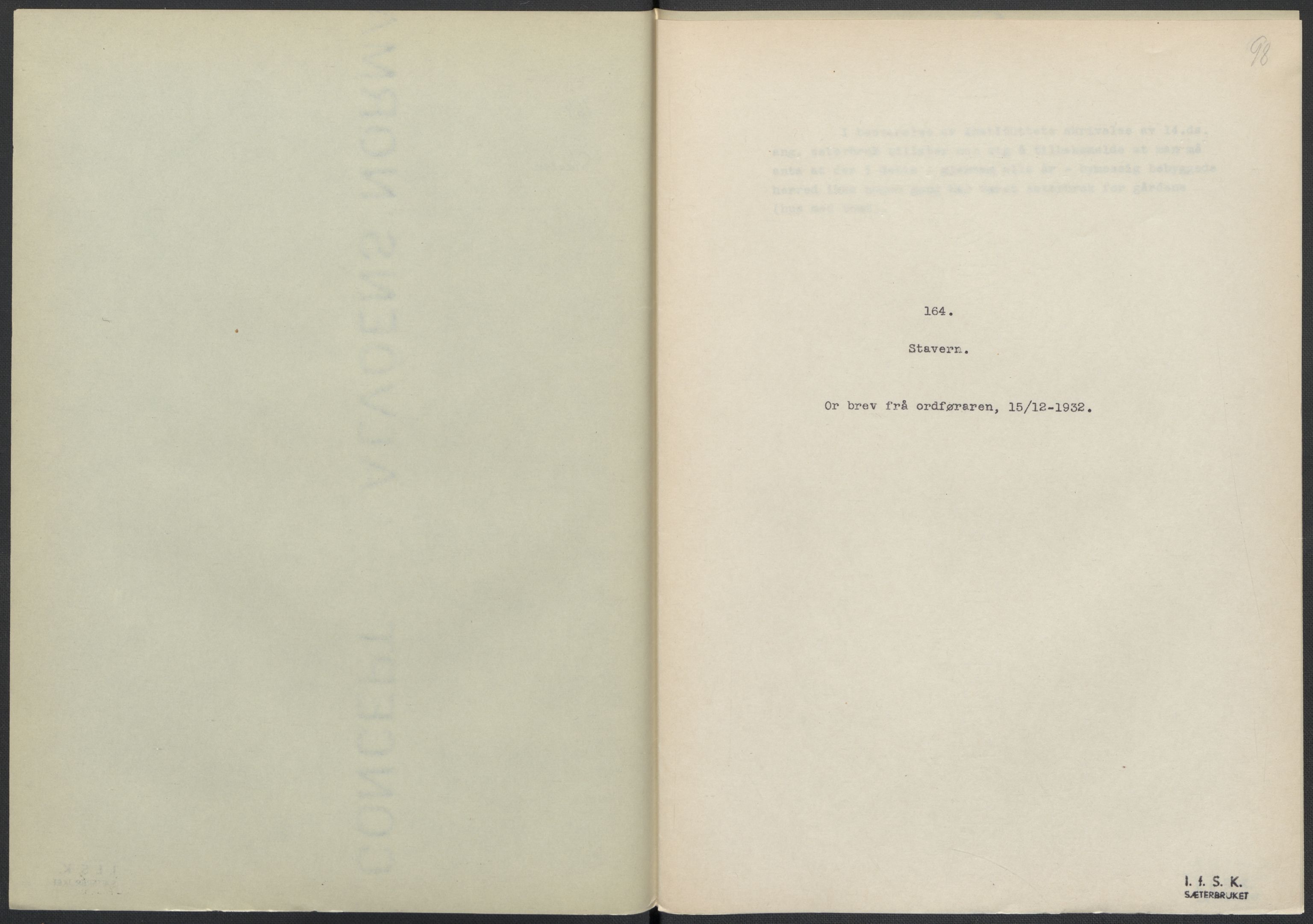 Instituttet for sammenlignende kulturforskning, AV/RA-PA-0424/F/Fc/L0006/0003: Eske B6: / Vestfold (perm XV), 1932-1935, s. 98