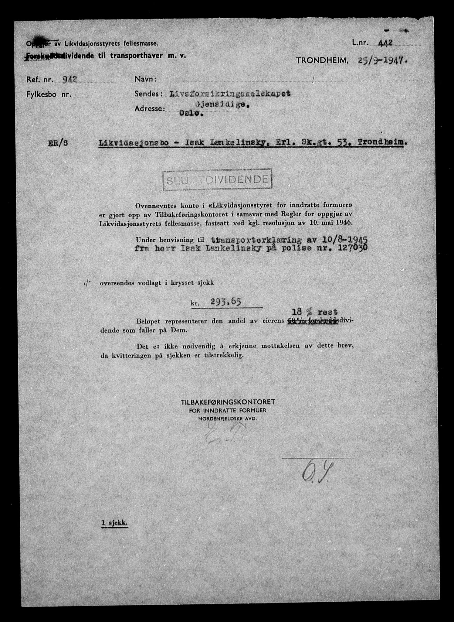 Justisdepartementet, Tilbakeføringskontoret for inndratte formuer, AV/RA-S-1564/H/Hc/Hca/L0902: --, 1945-1947, s. 641