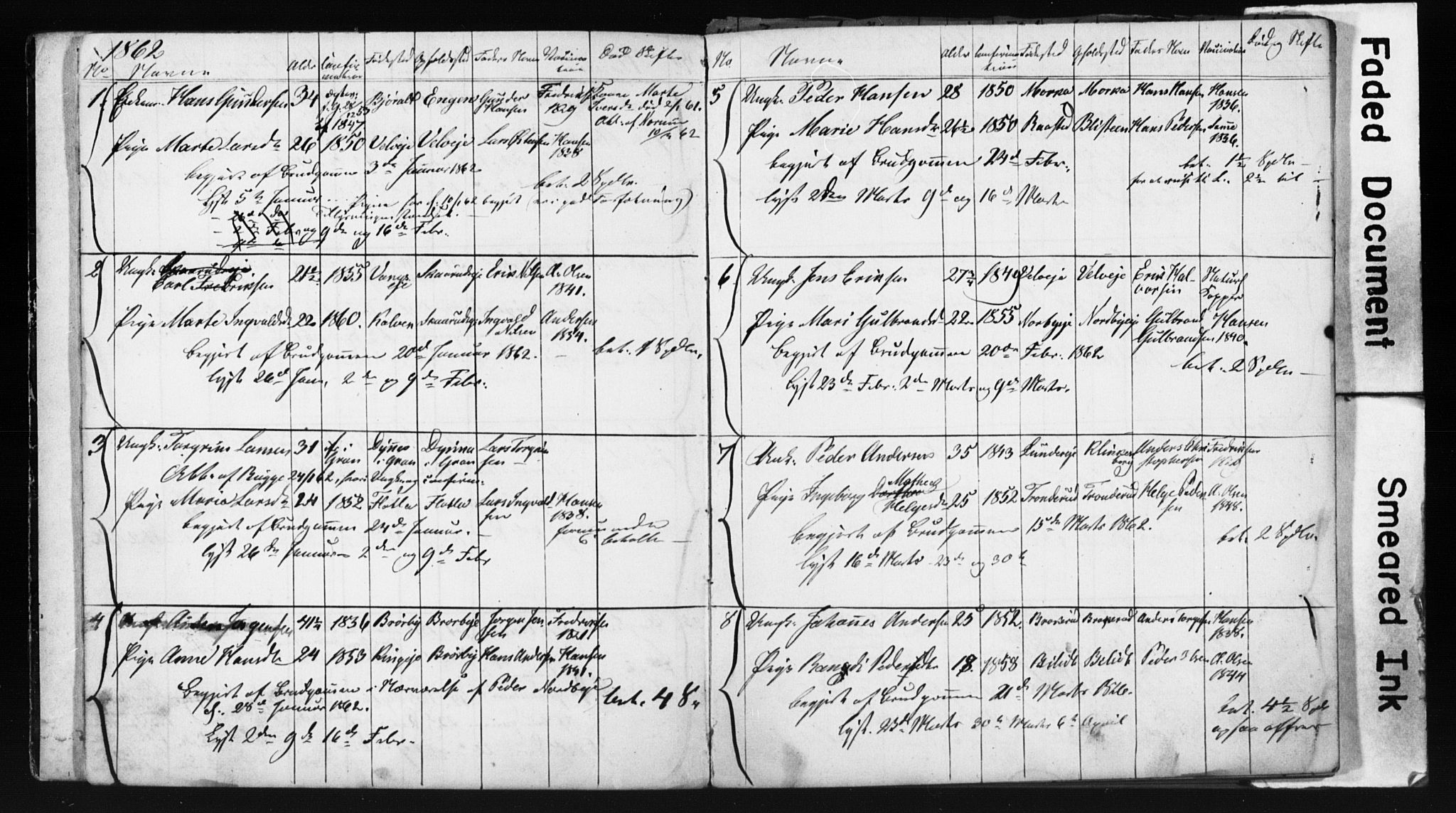 Jevnaker prestekontor, AV/SAH-PREST-116/I/Ie: Lysningsprotokoll nr. 1, 1861-1867