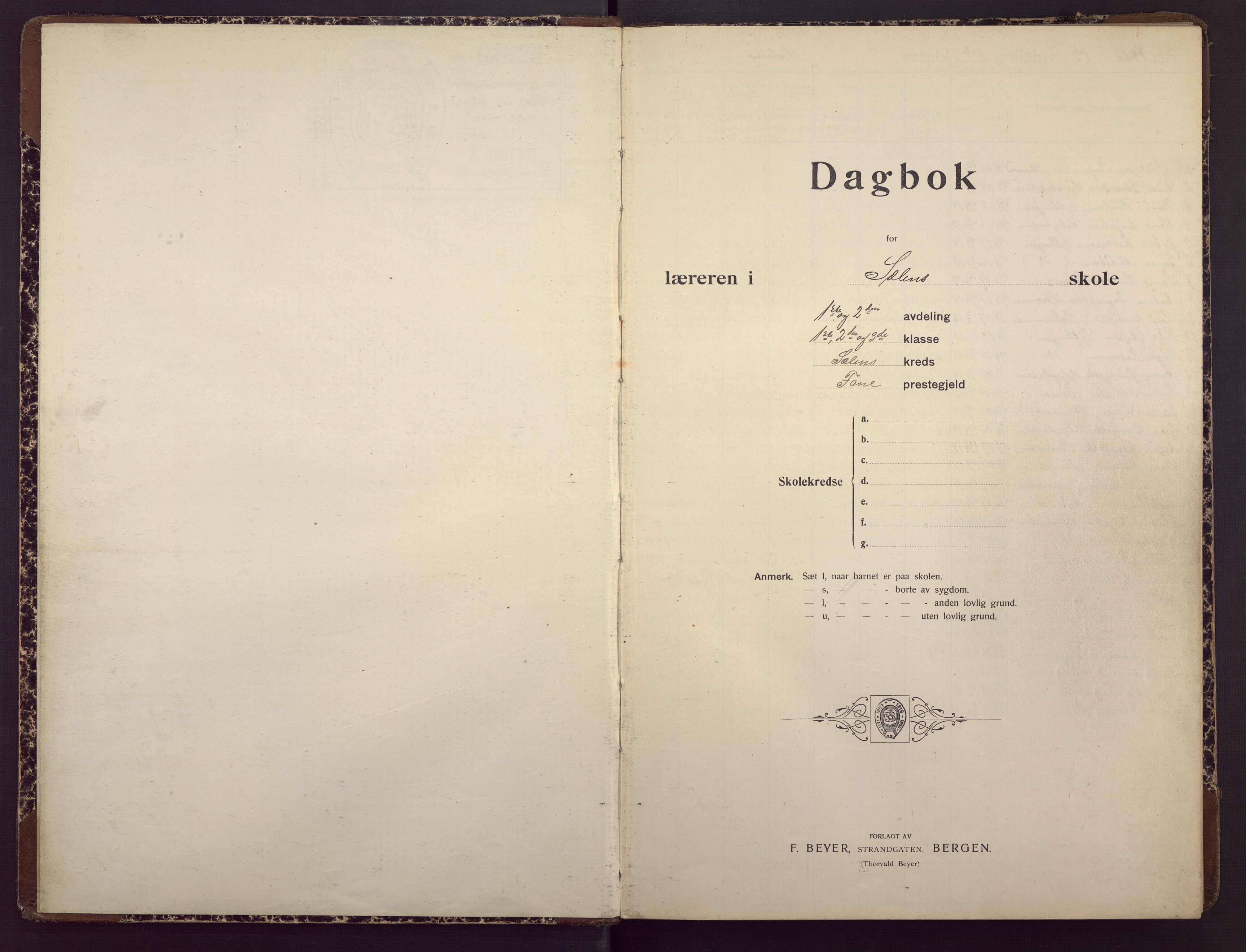 Sælen skole, BBA/A-4076/G/Ga/L0002: Dagbok, 1916-1936