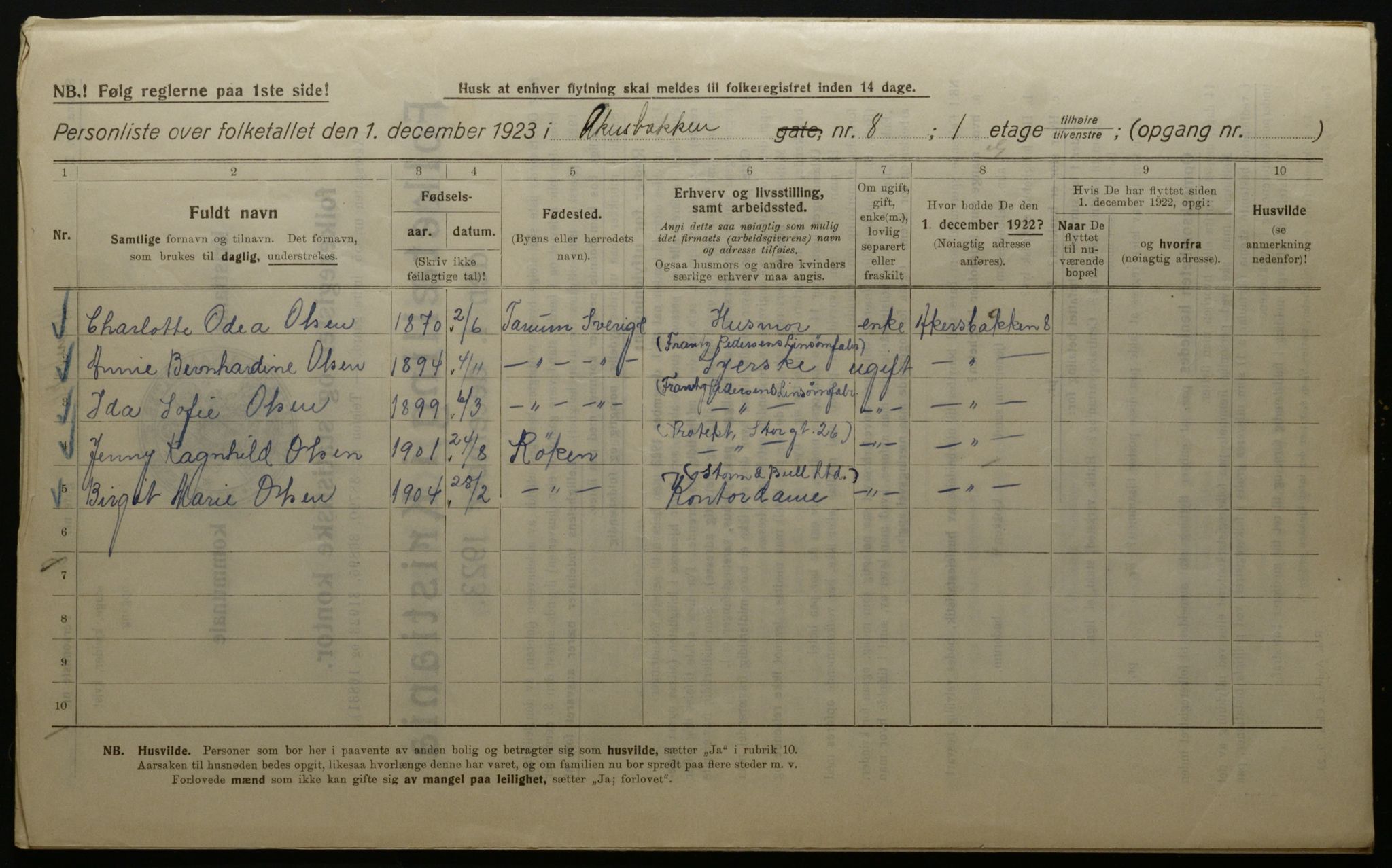 OBA, Kommunal folketelling 1.12.1923 for Kristiania, 1923, s. 371