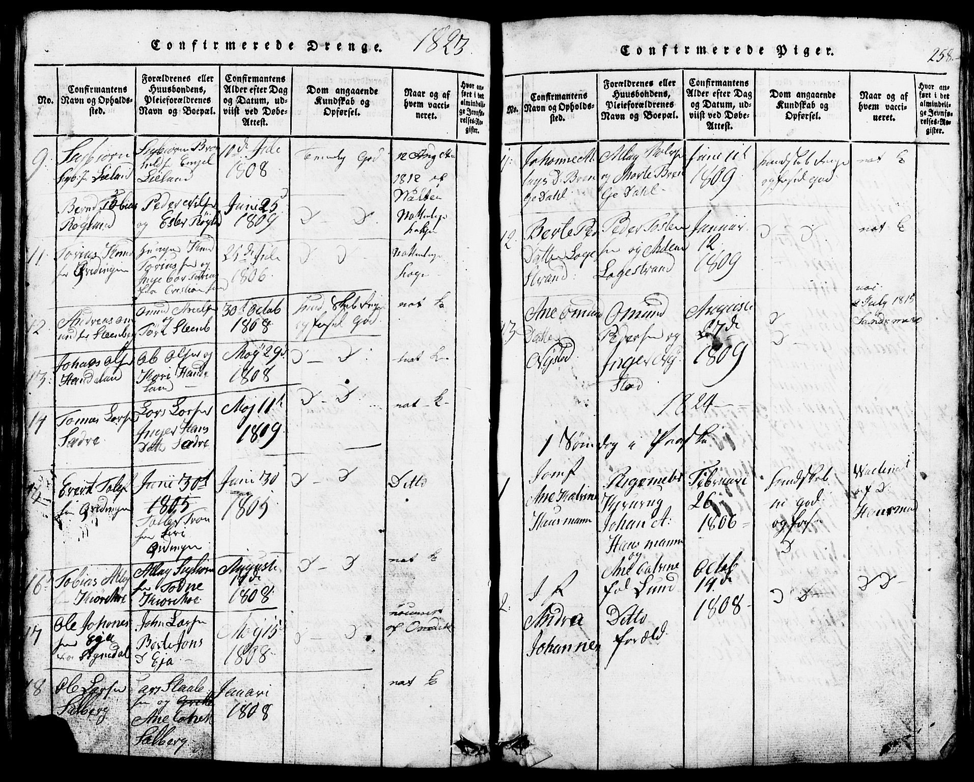 Lund sokneprestkontor, SAST/A-101809/S07/L0002: Klokkerbok nr. B 2, 1816-1832, s. 258