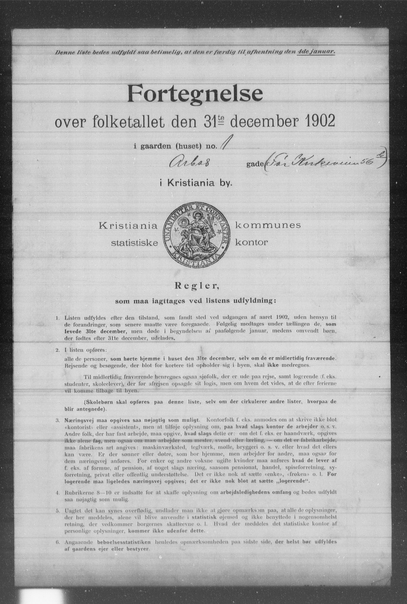 OBA, Kommunal folketelling 31.12.1902 for Kristiania kjøpstad, 1902, s. 468
