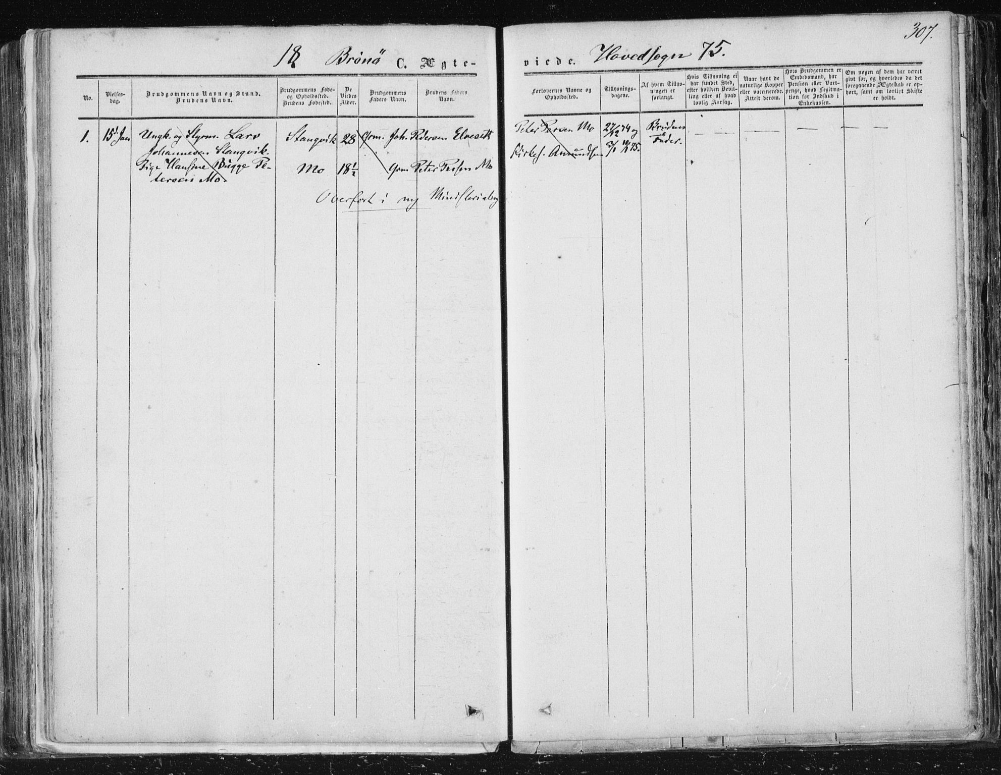 Ministerialprotokoller, klokkerbøker og fødselsregistre - Nordland, SAT/A-1459/813/L0198: Ministerialbok nr. 813A08, 1834-1874, s. 307