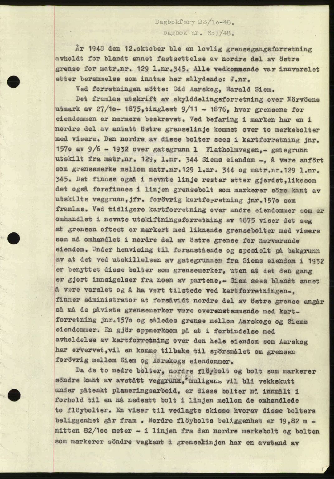 Ålesund byfogd, AV/SAT-A-4384: Pantebok nr. 37A (1), 1947-1949, Dagboknr: 651/1948