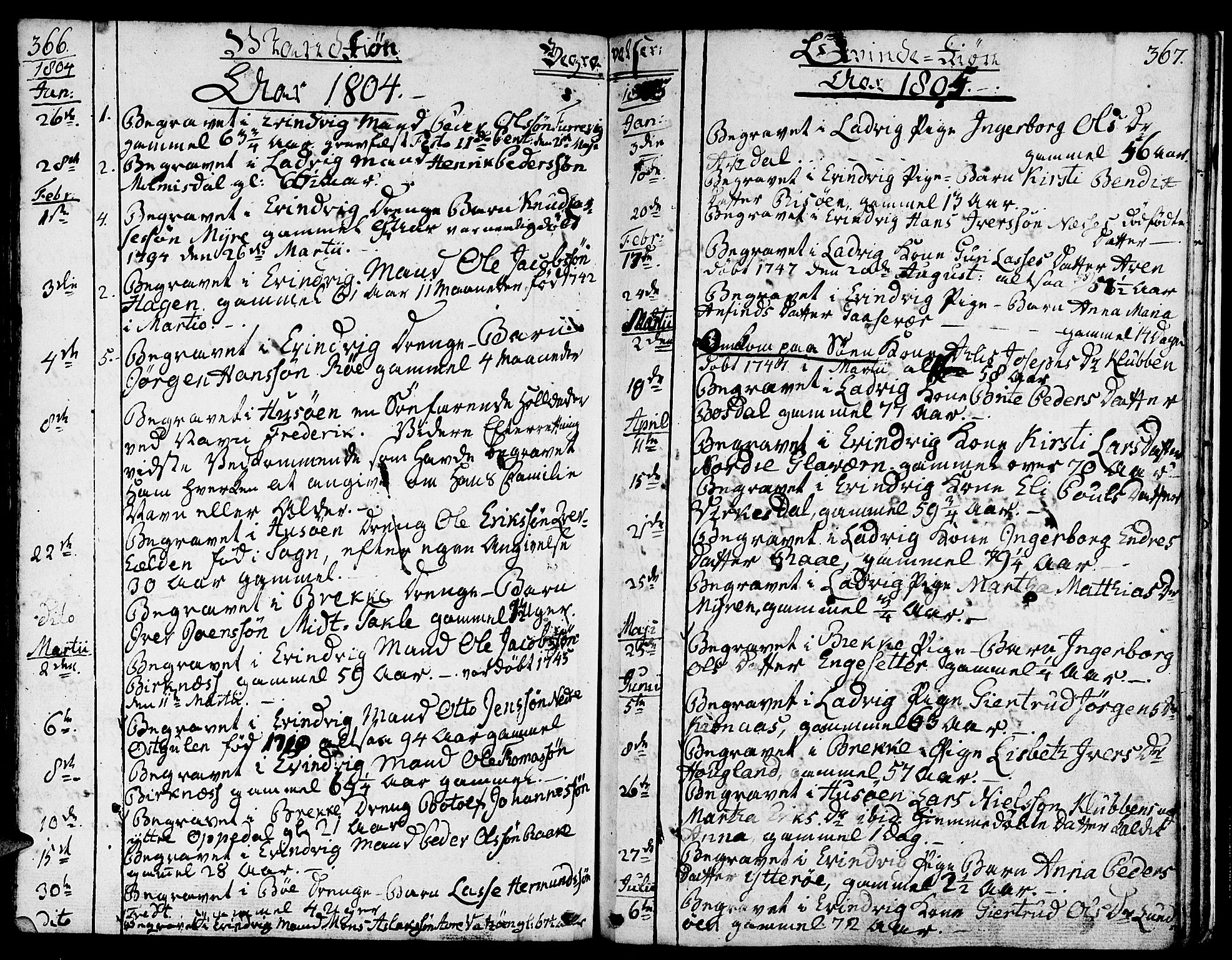 Gulen sokneprestembete, AV/SAB-A-80201/H/Haa/Haaa/L0016: Ministerialbok nr. A 16, 1798-1808, s. 366-367