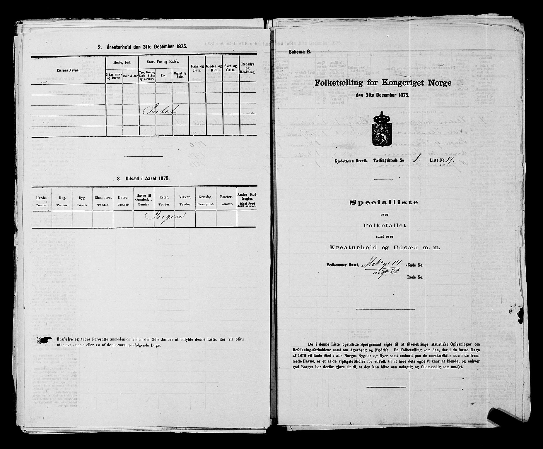SAKO, Folketelling 1875 for 0804P Brevik prestegjeld, 1875, s. 55